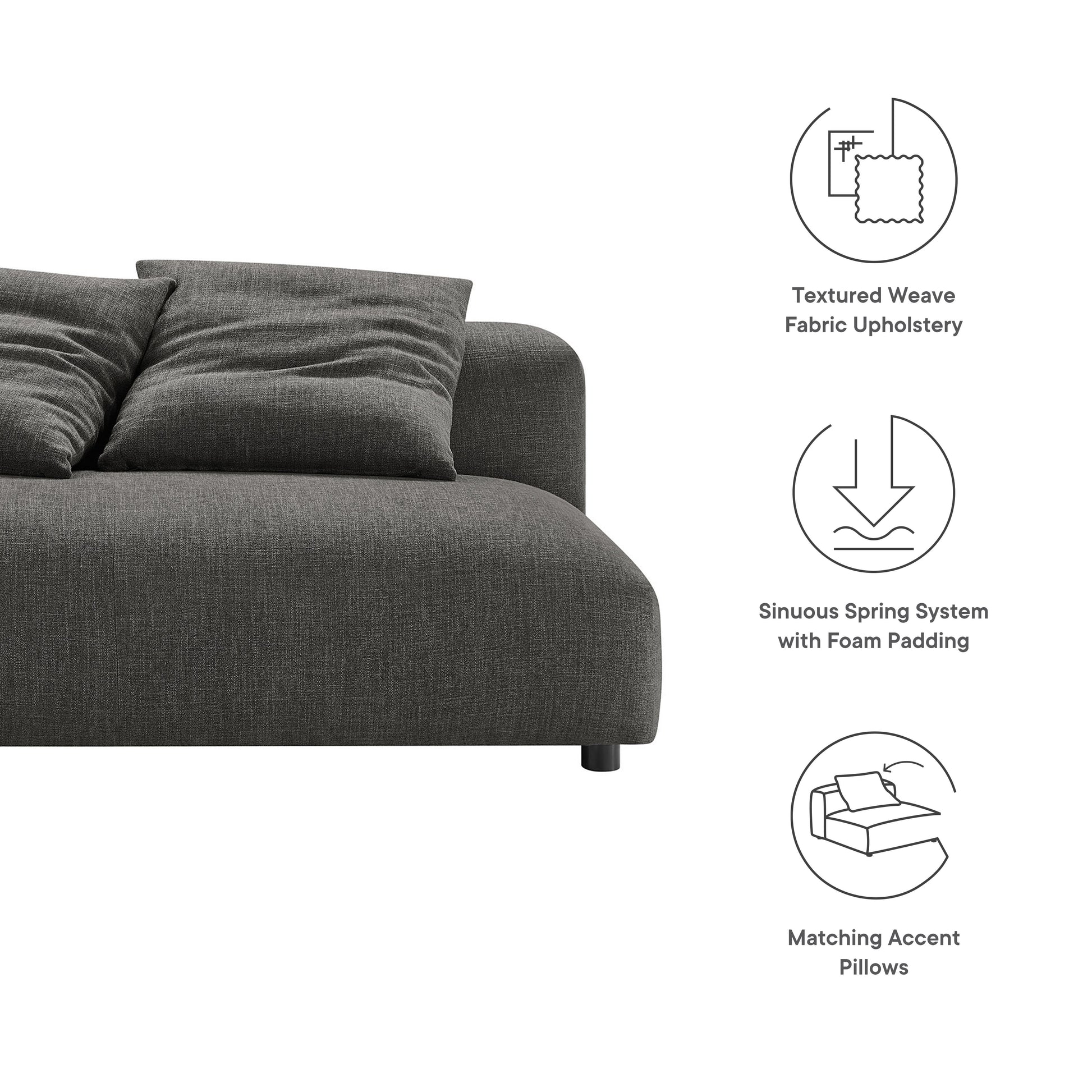 Solace Modular Upholstered Fabric Armless Loveseat by Modway - Best Buy Furniture