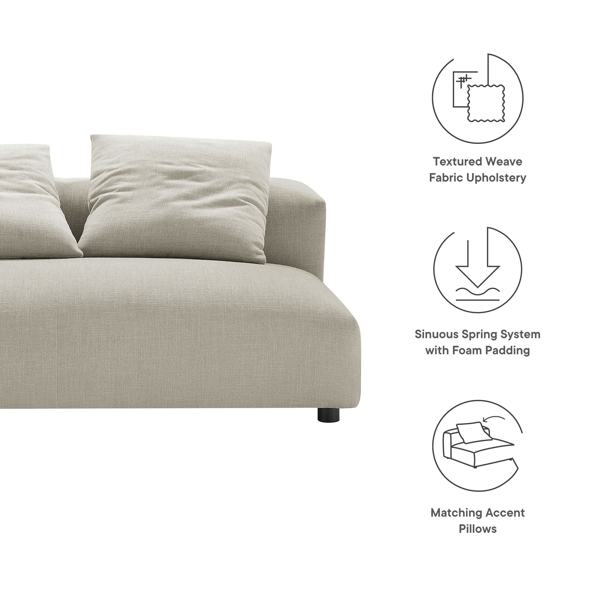Solace Modular Upholstered Fabric Armless Loveseat by Modway - Best Buy Furniture