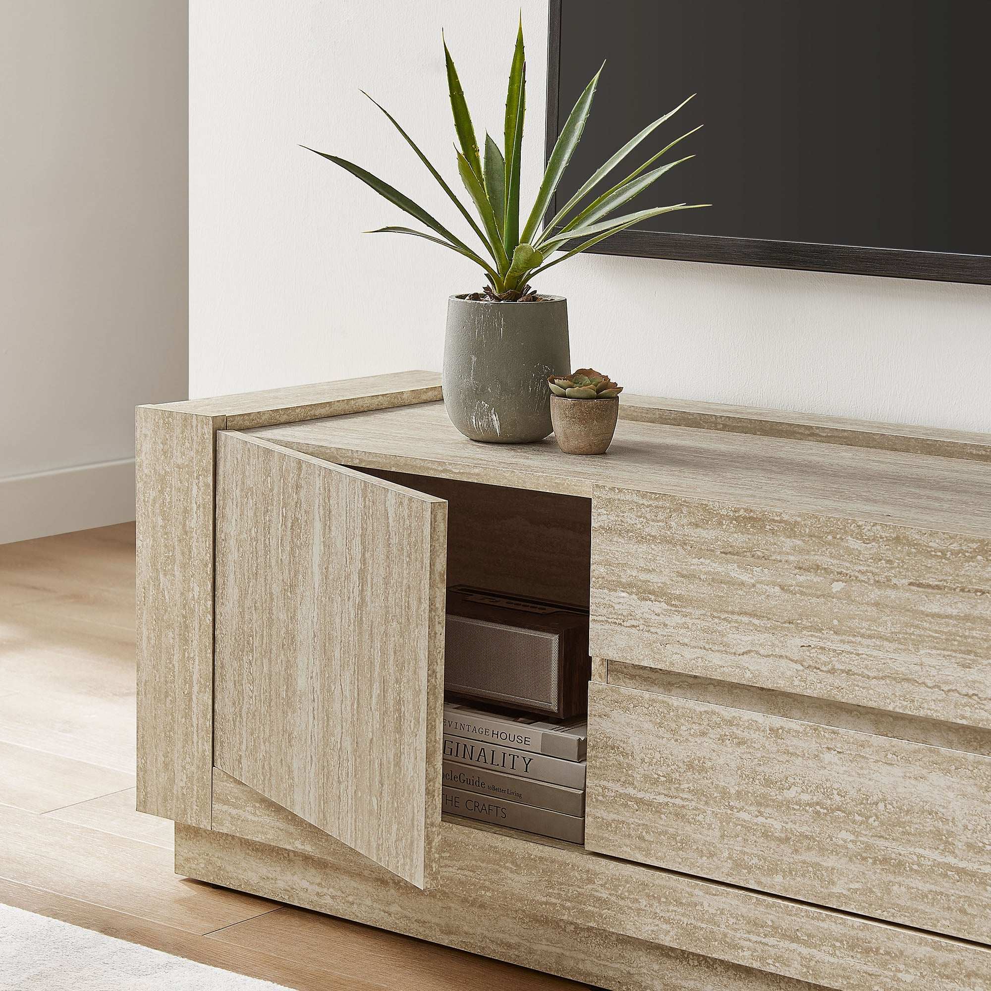 Hollis 59" Travertine TV Stand - Best Buy Furniture