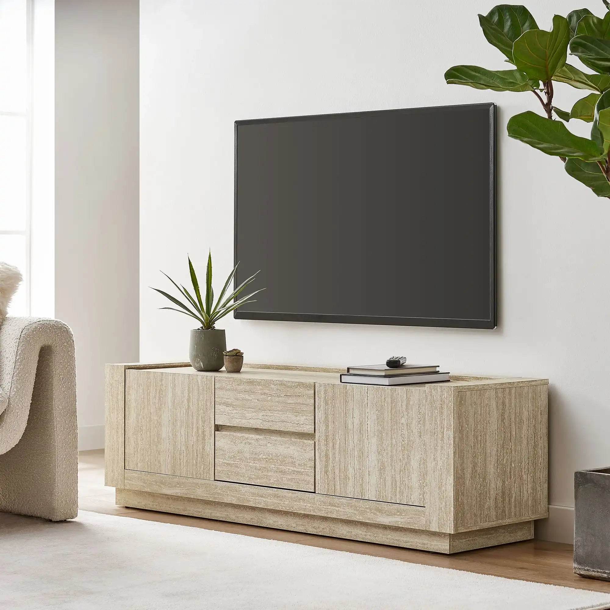 Hollis 59" Travertine TV Stand - Best Buy Furniture