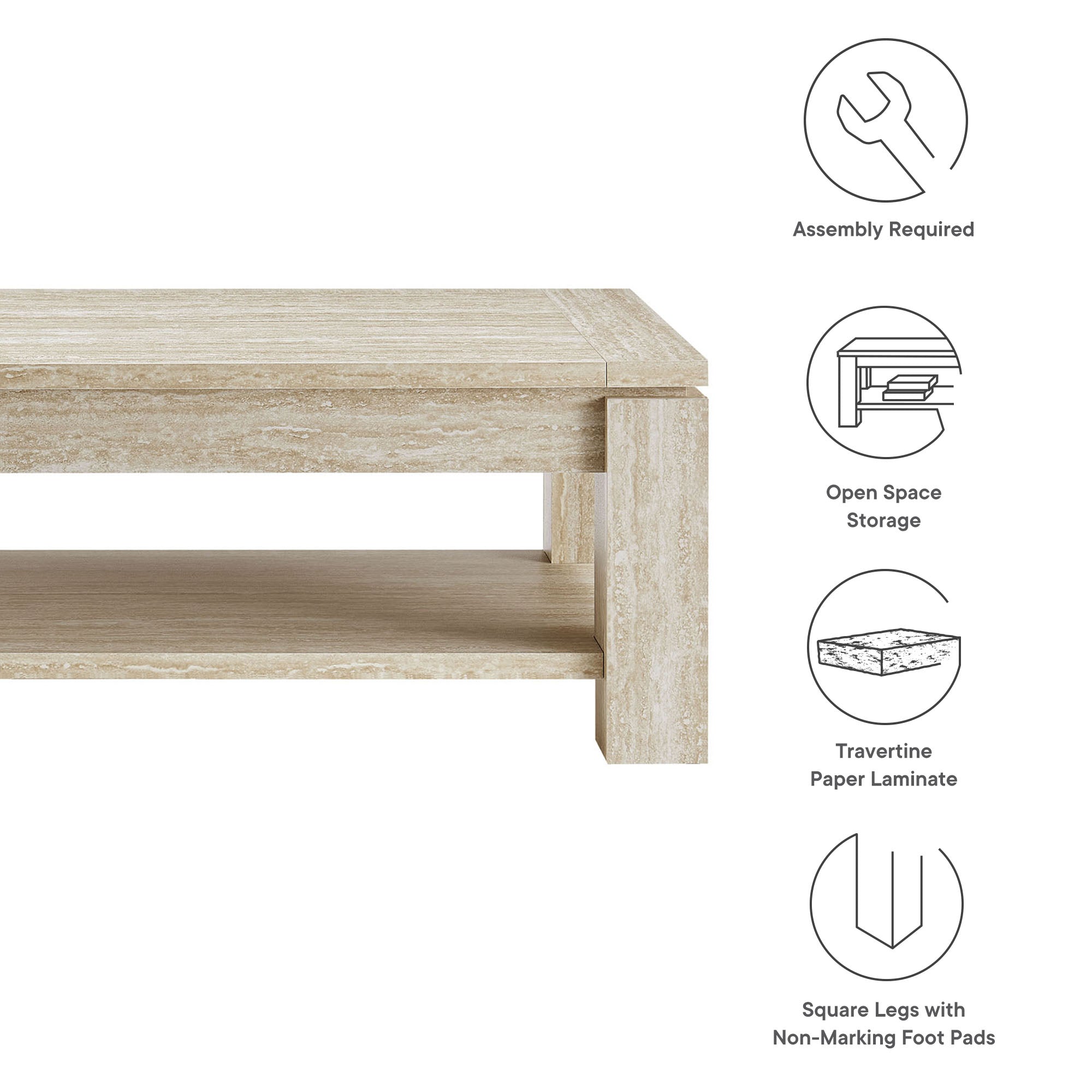 Hollis Travertine Coffee Table by Modway - Best Buy Furniture