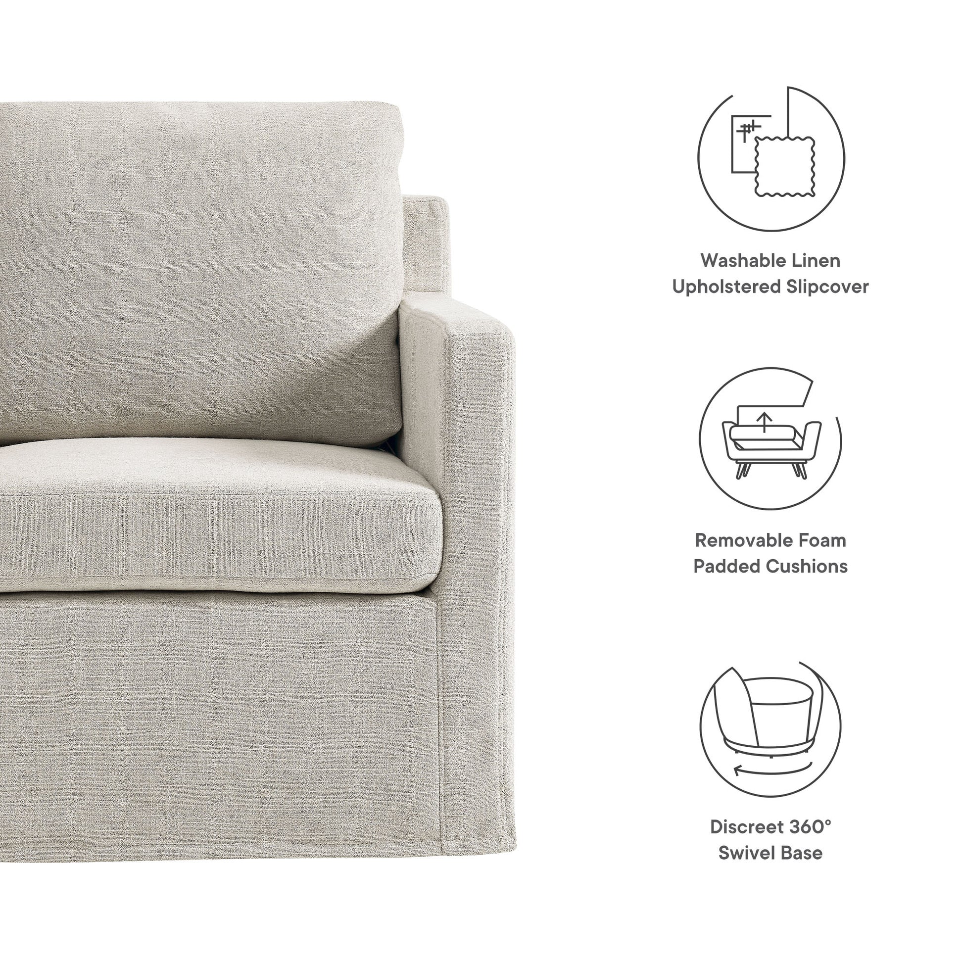 Serene Fabric Slipcovered Swivel Armchair by Modway - Best Buy Furniture