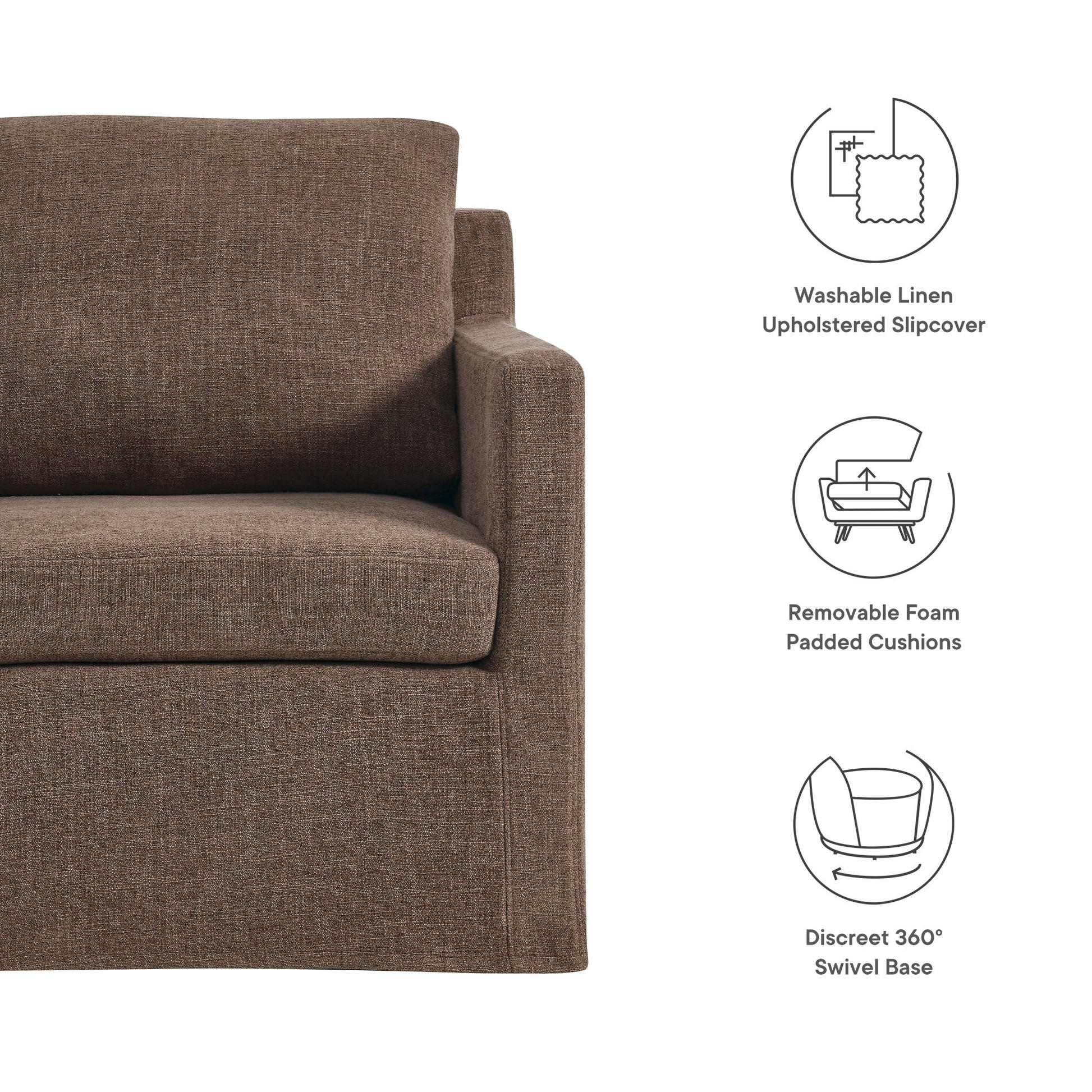 Serene Fabric Slipcovered Swivel Armchair by Modway - Best Buy Furniture