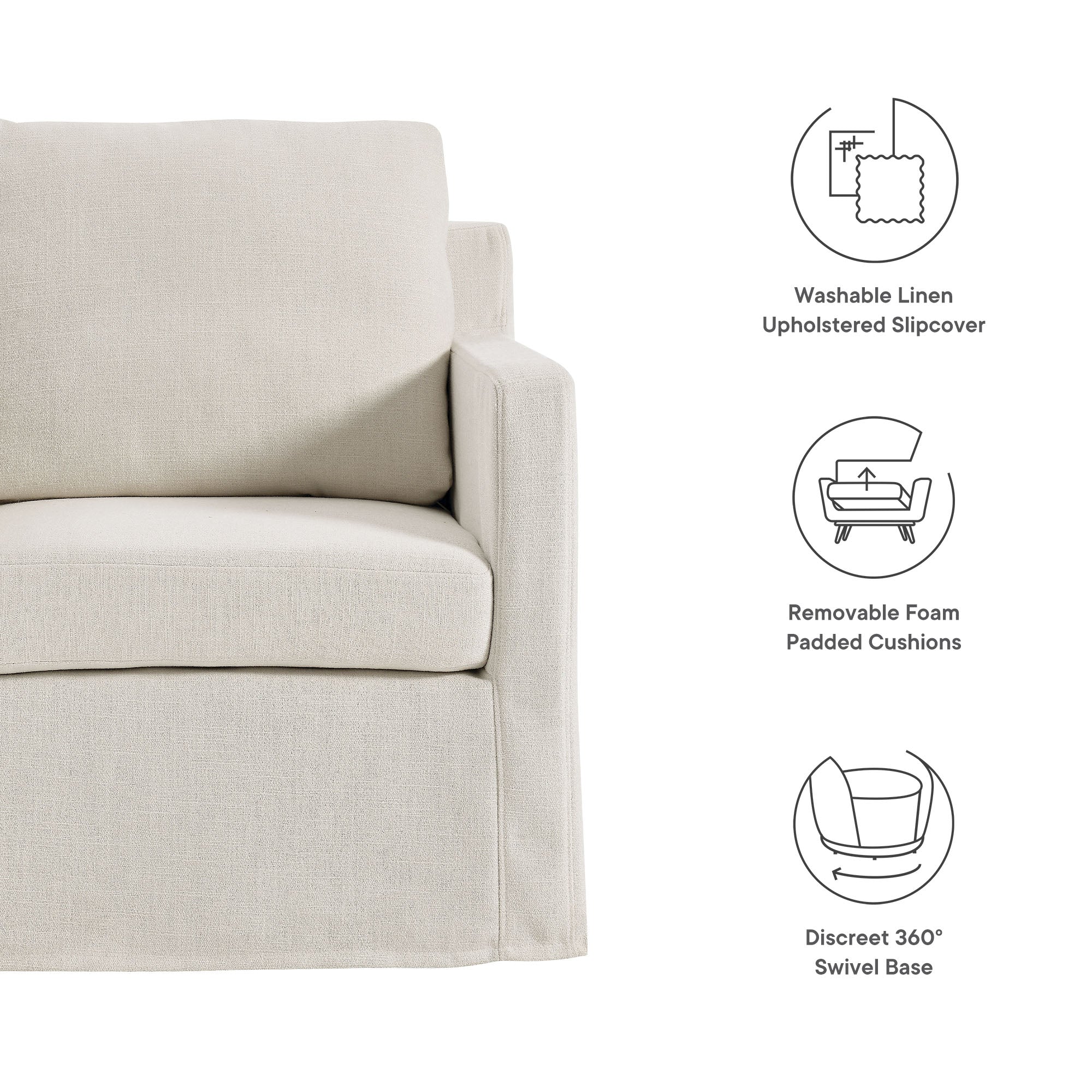 Serene Fabric Slipcovered Swivel Armchair by Modway - Best Buy Furniture