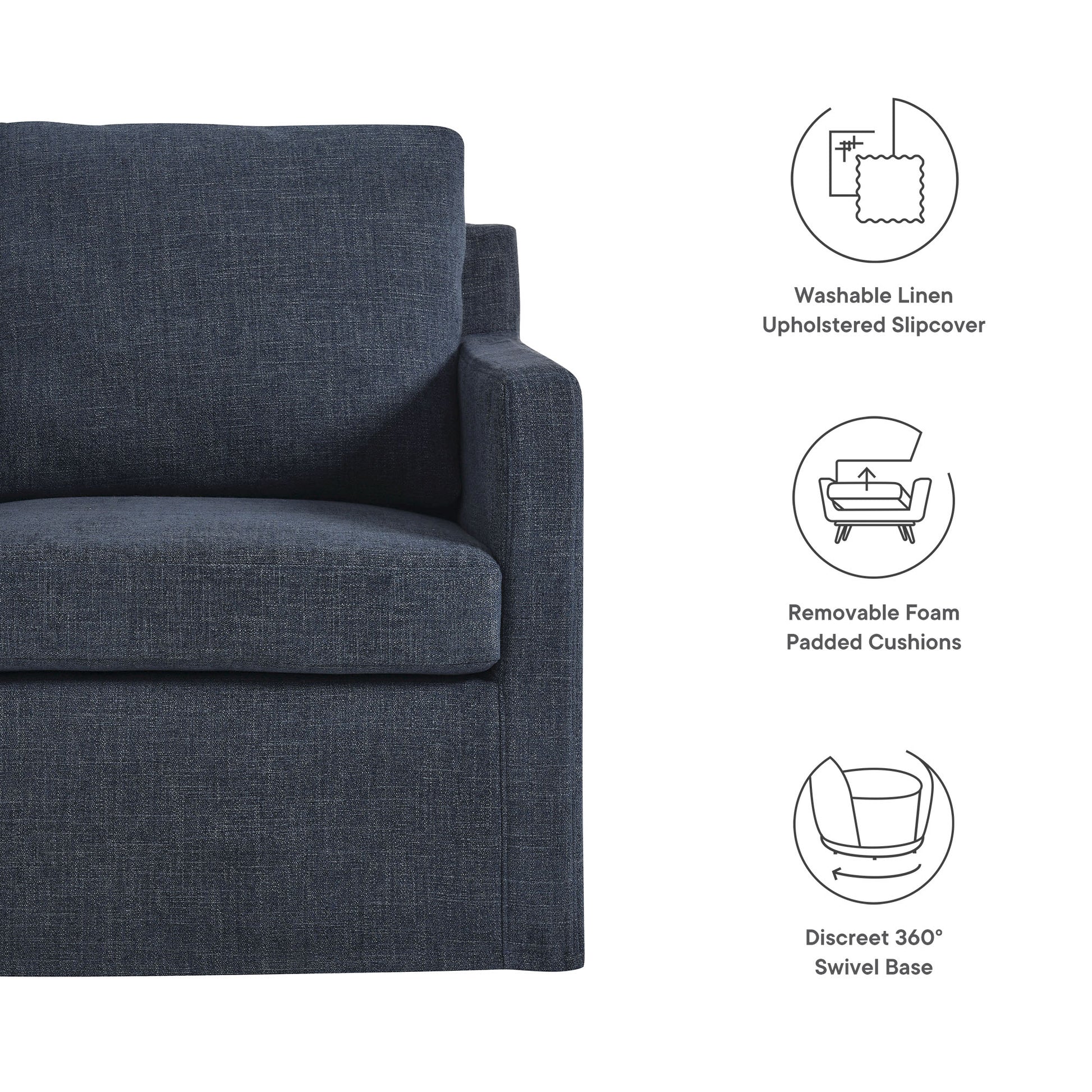 Serene Fabric Slipcovered Swivel Armchair by Modway - Best Buy Furniture