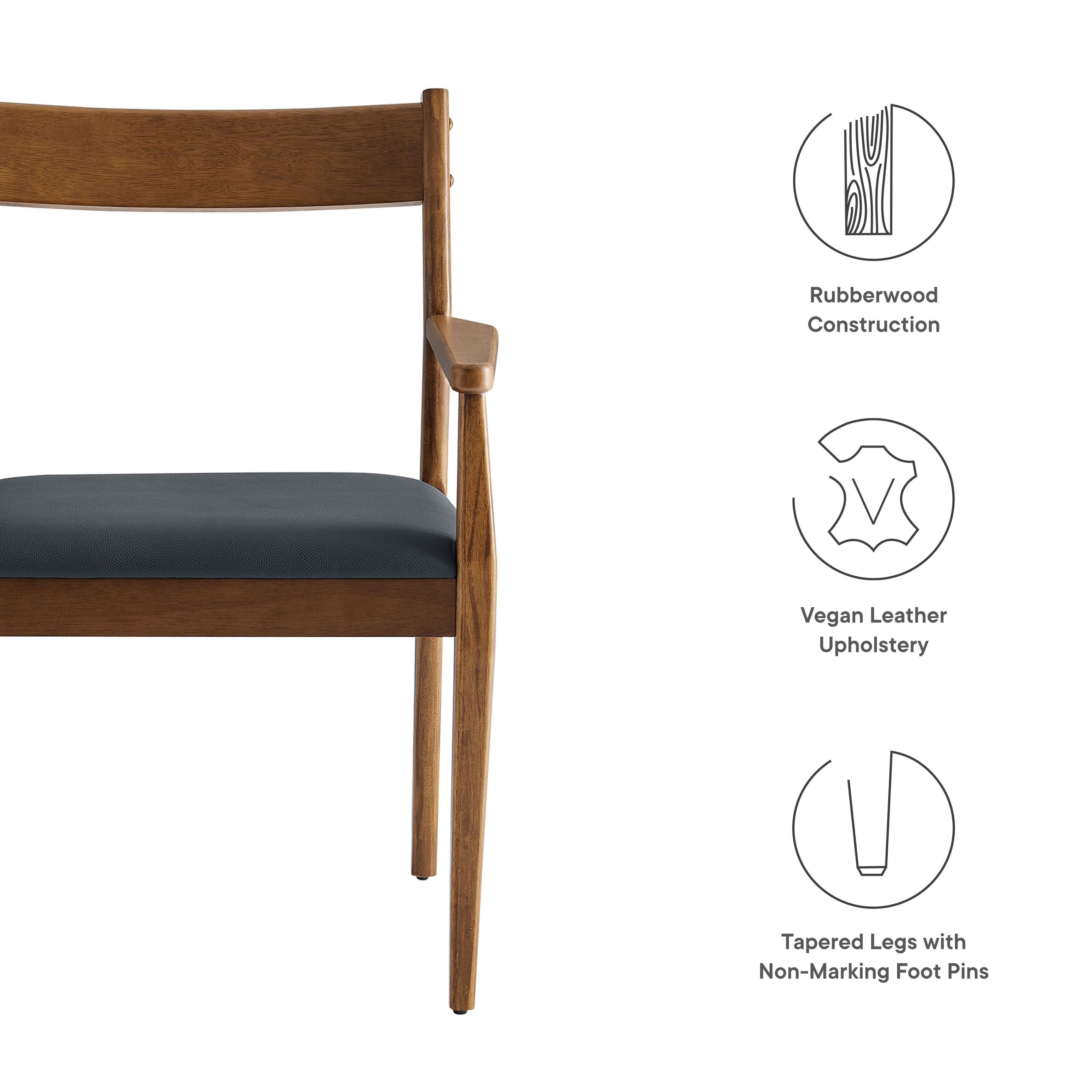 Solara Vegan Leather Wood Dining Armchairs Set of 2 by Modway - Best Buy Furniture