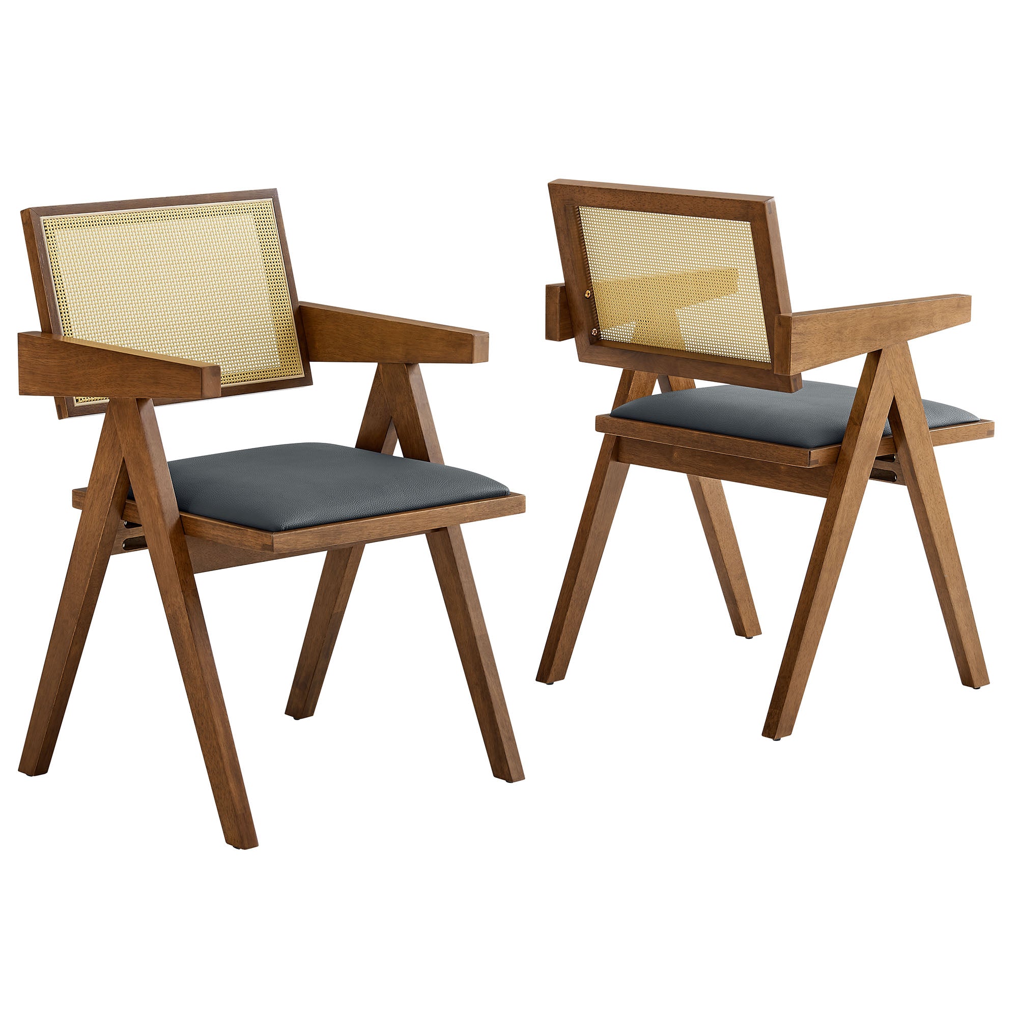 Thera Vegan Leather Cane Dining Armchairs Set of 2 by Modway - Best Buy Furniture