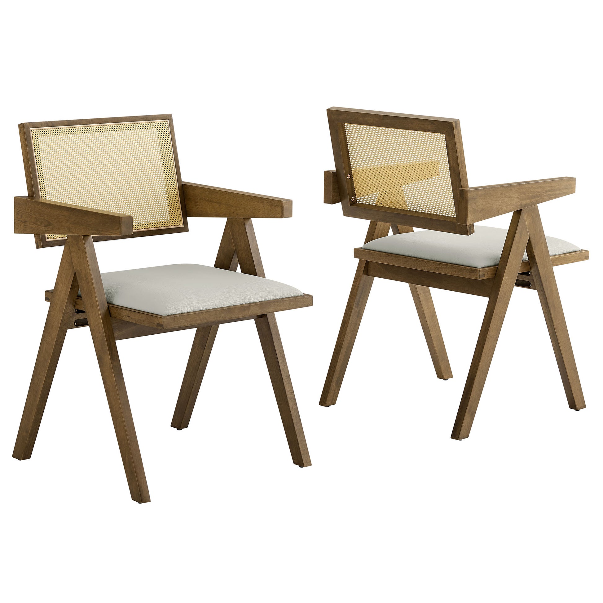 Thera Vegan Leather Cane Dining Armchairs Set of 2 by Modway - Best Buy Furniture