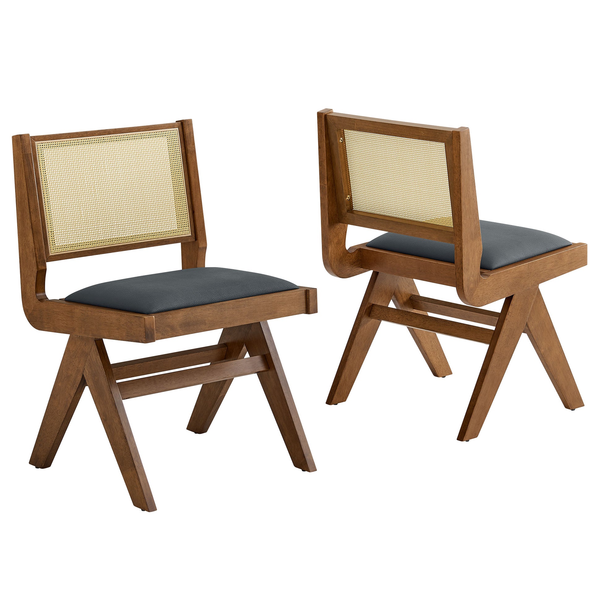 Thera Vegan Leather and Cane Dining Side Chairs Set of 2 by Modway - Best Buy Furniture