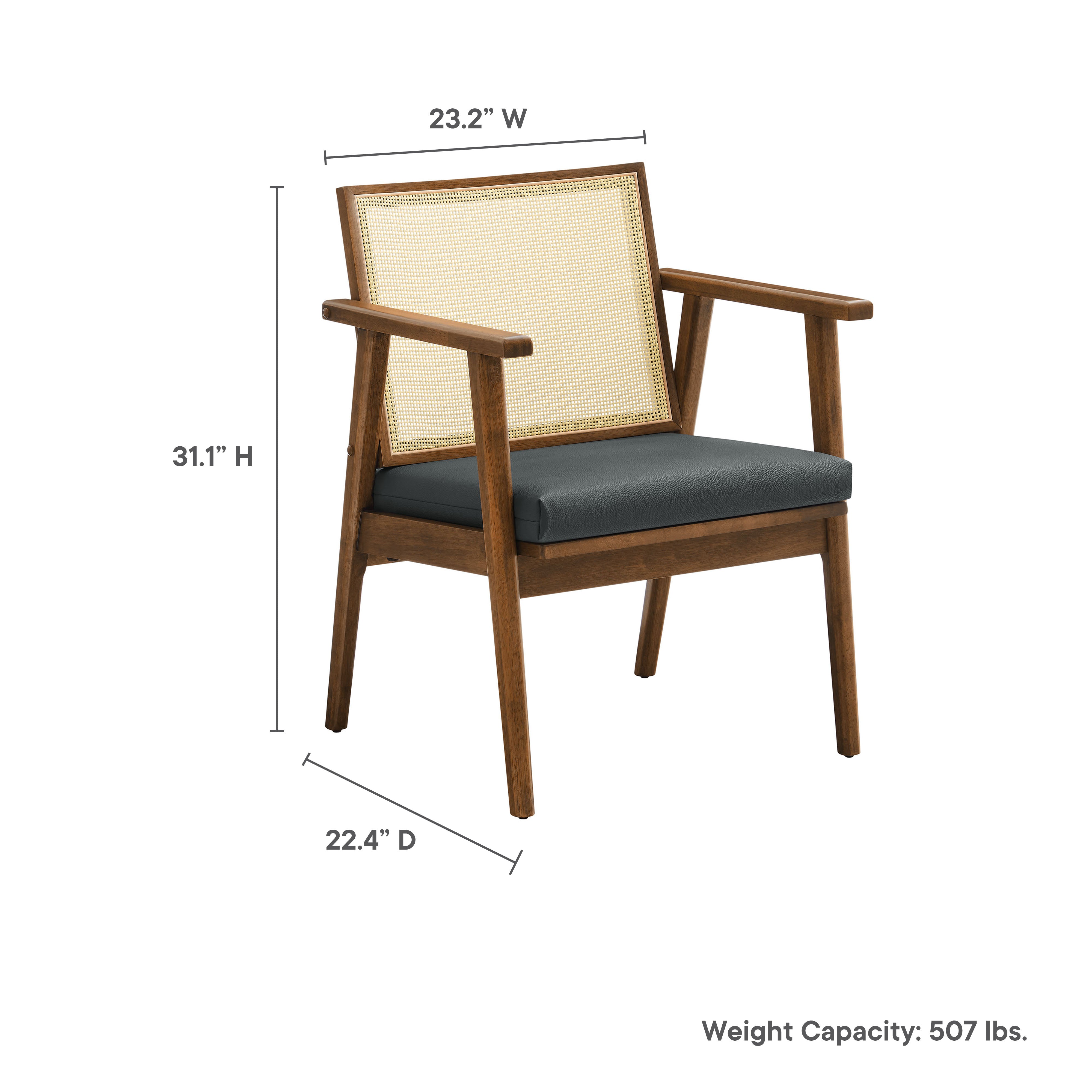 Thera Vegan Leather and Cane Accent Armchairs Set of 2 by Modway - Best Buy Furniture