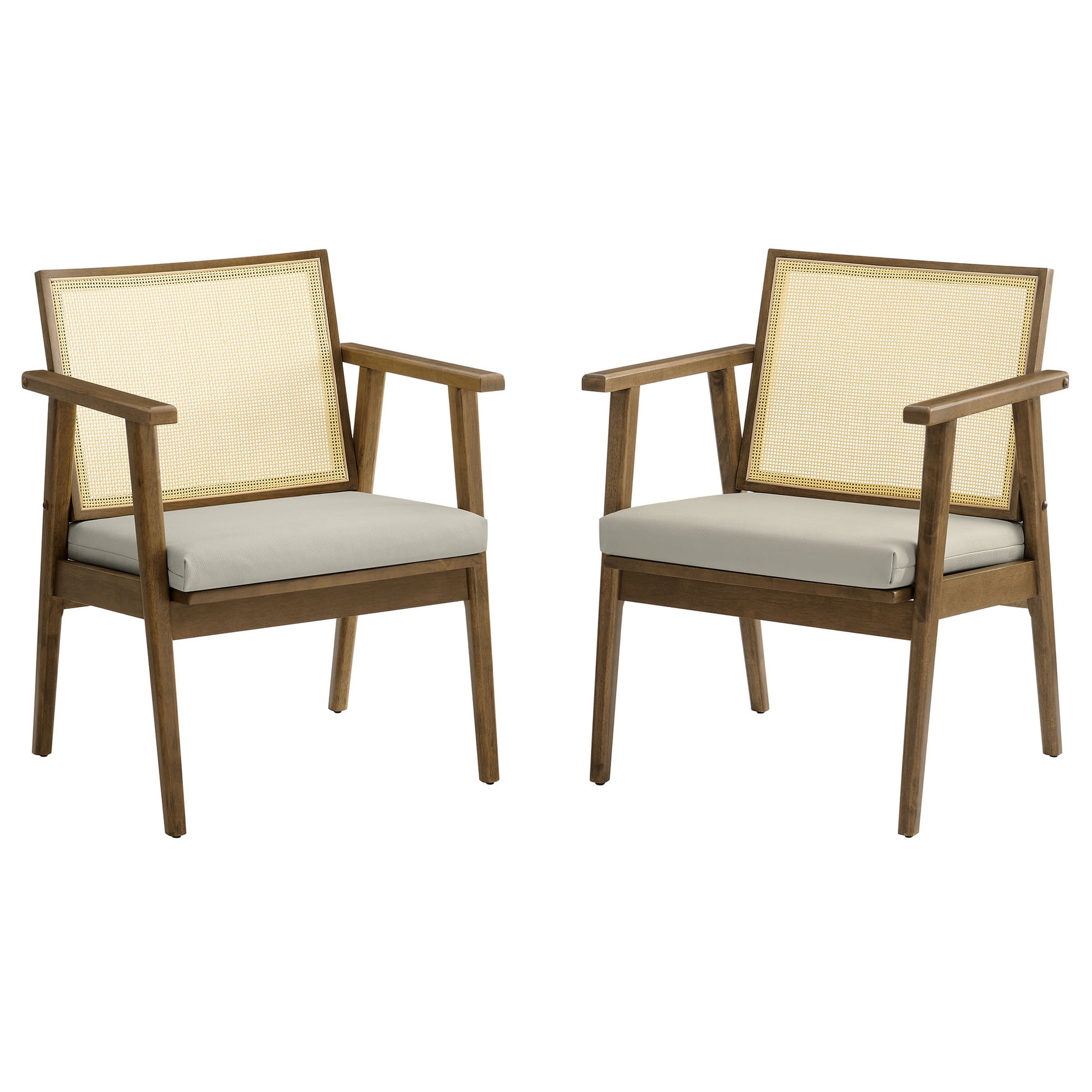 Thera Vegan Leather and Cane Accent Armchairs Set of 2 by Modway - Best Buy Furniture