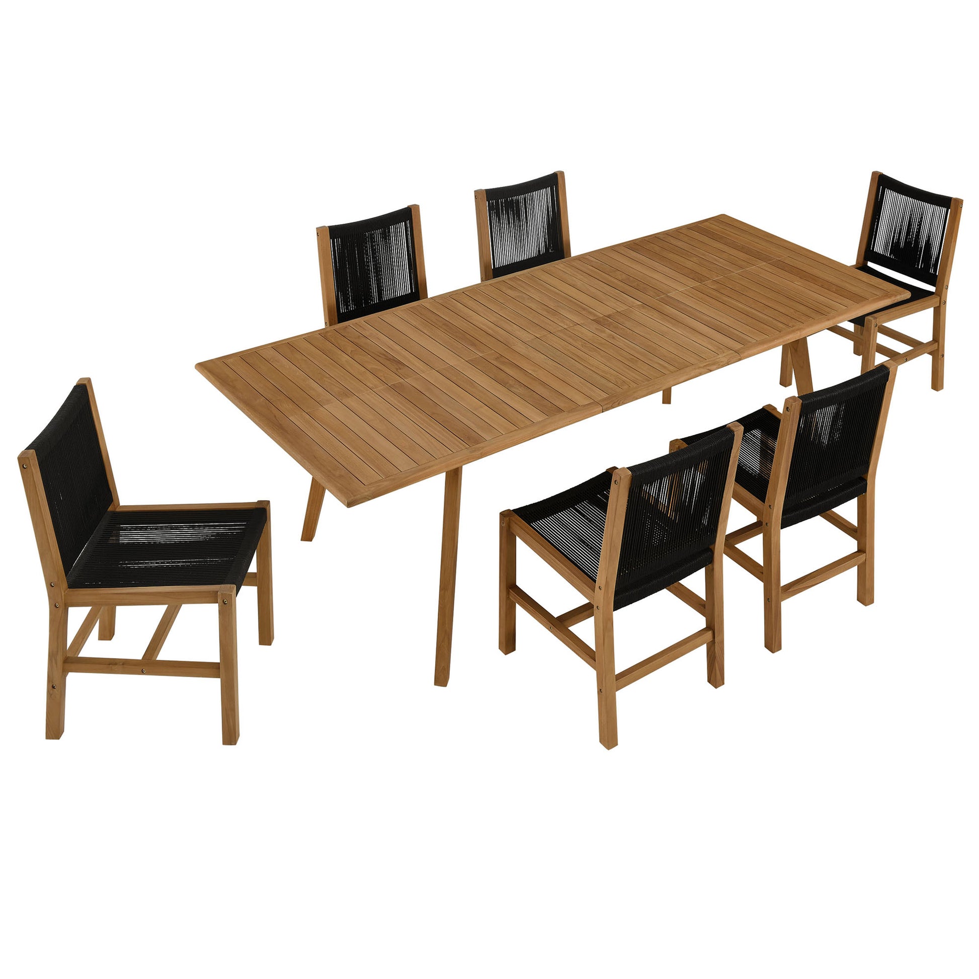 Vienna 7-Piece Outdoor Patio Teak and Rope Dining Set with Armless Chairs by Modway - Best Buy Furniture