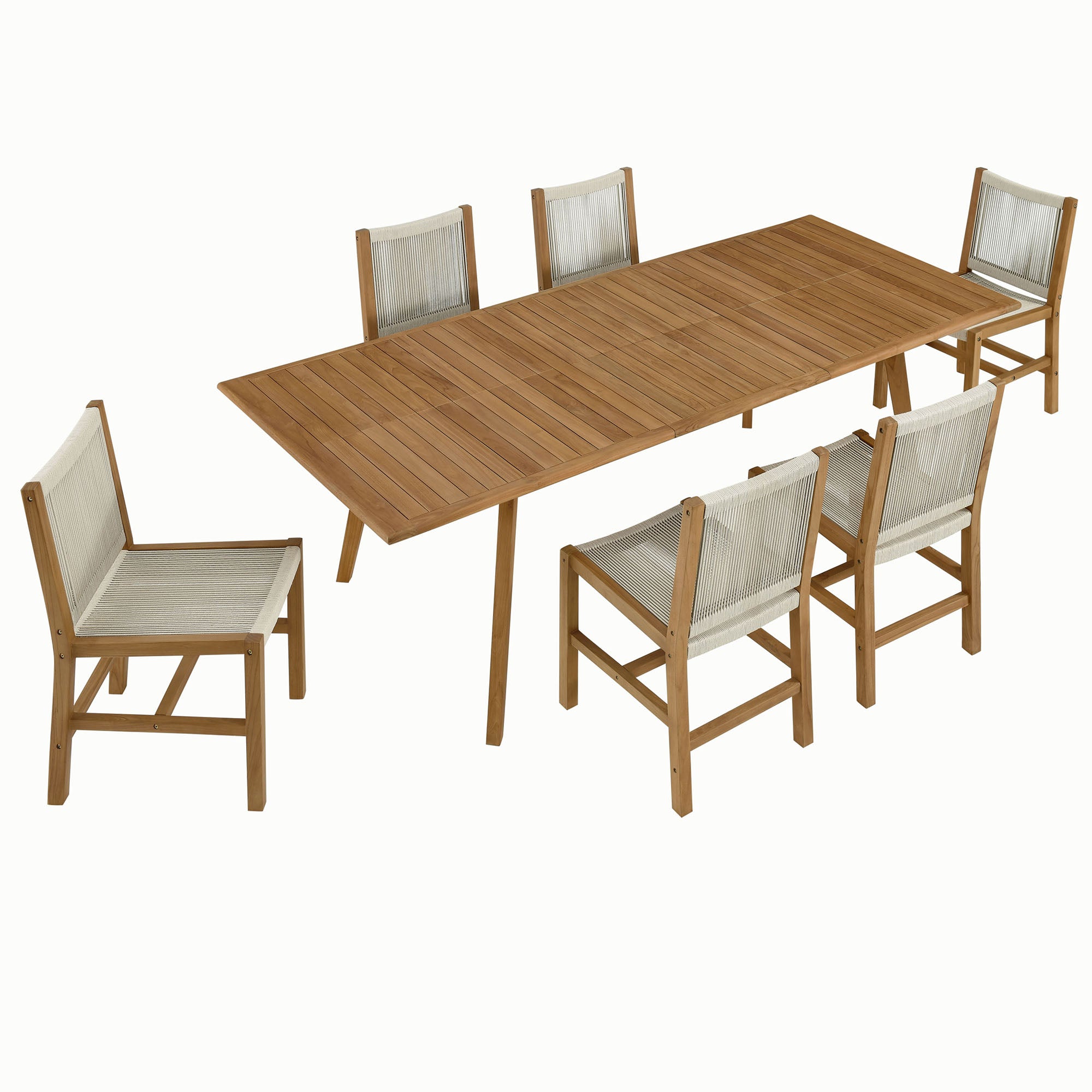 Vienna 7-Piece Outdoor Patio Teak and Rope Dining Set with Armless Chairs by Modway - Best Buy Furniture