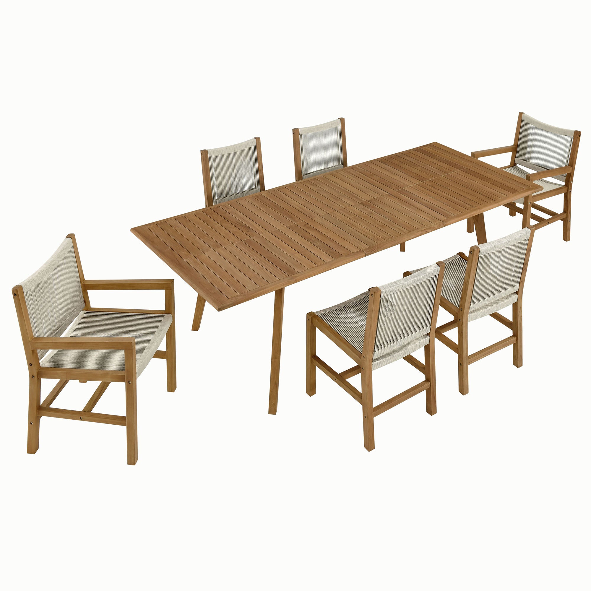 Vienna 7-Piece Outdoor Patio Teak and Rope Dining Set by Modway - Best Buy Furniture