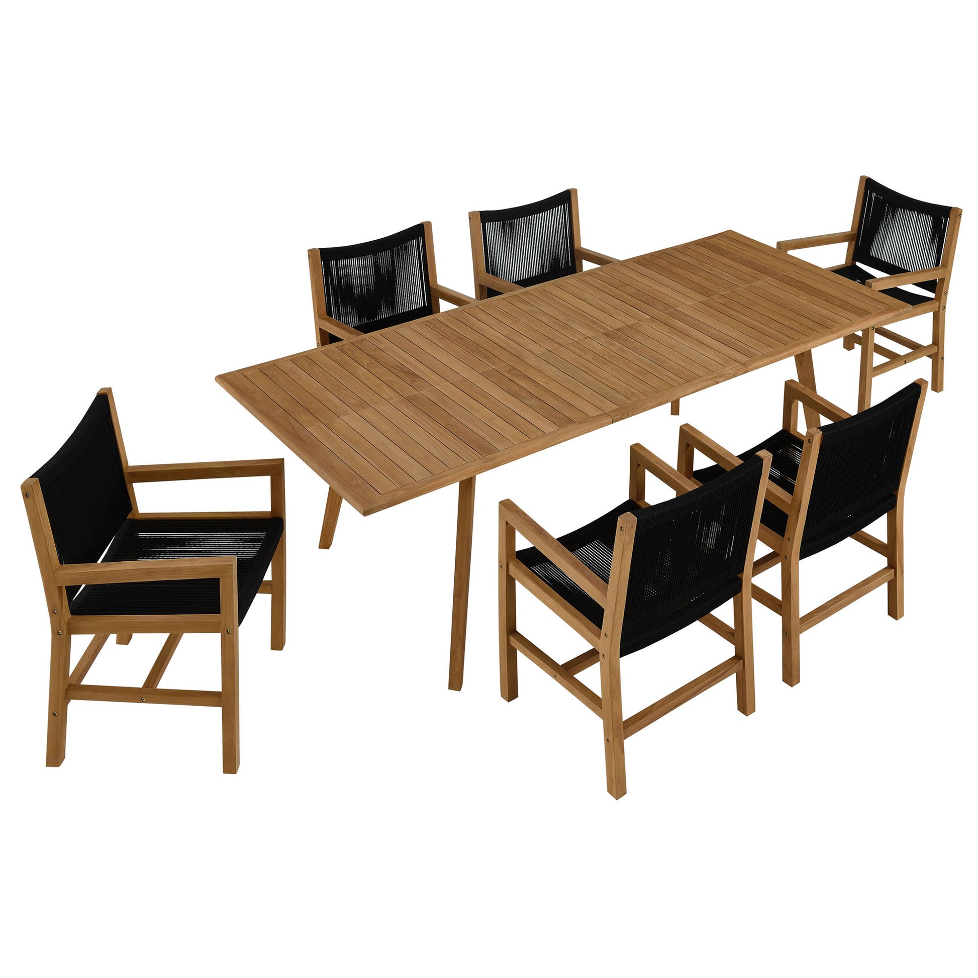 Vienna 7-Piece Outdoor Patio Teak and Rope Dining Set with Armchairs by Modway - Best Buy Furniture