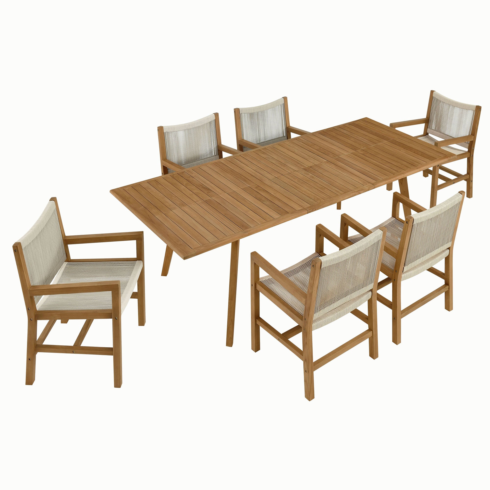 Vienna 7-Piece Outdoor Patio Teak and Rope Dining Set with Armchairs by Modway - Best Buy Furniture