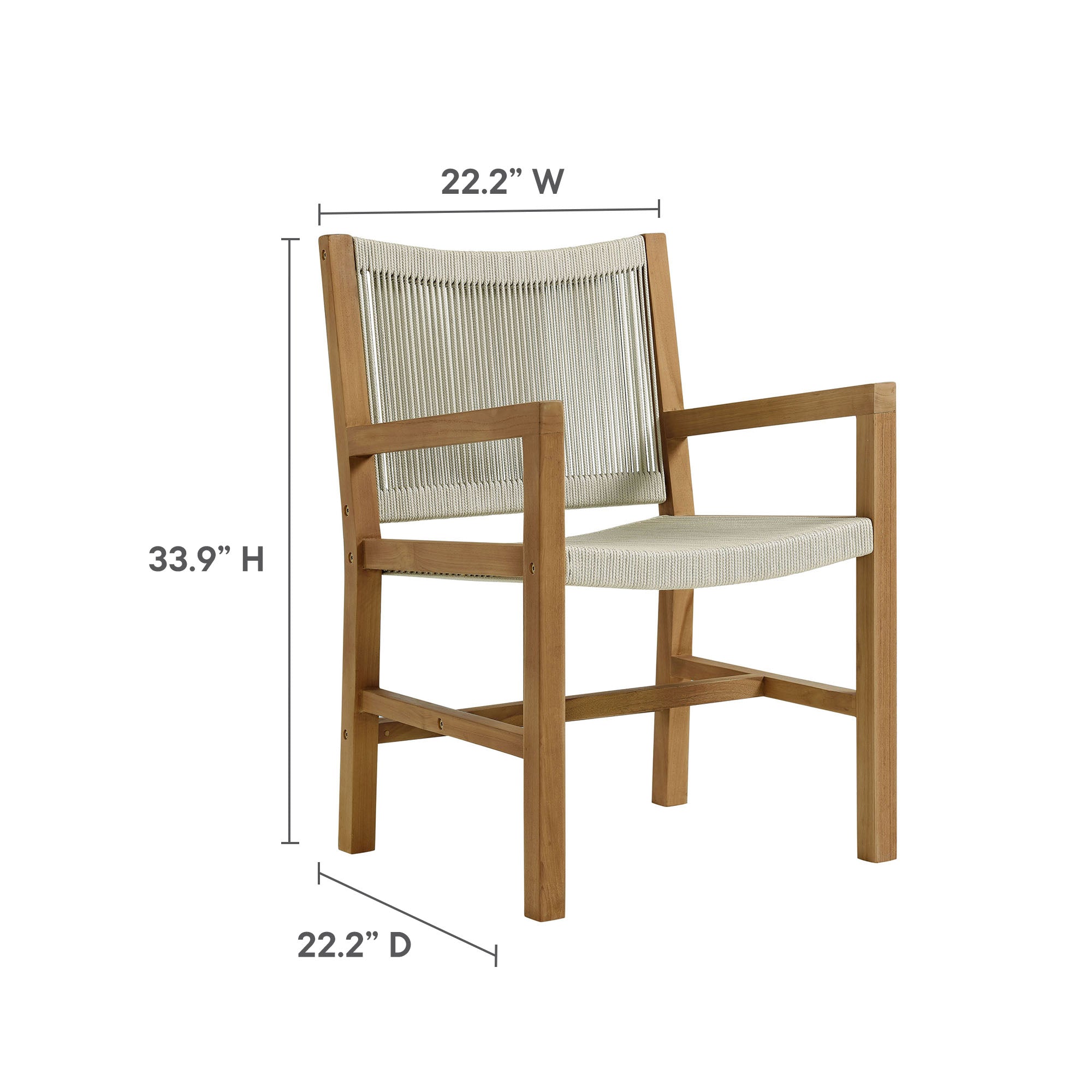 Vienna 7-Piece Outdoor Patio Teak and Rope Dining Set with Armchairs by Modway - Best Buy Furniture