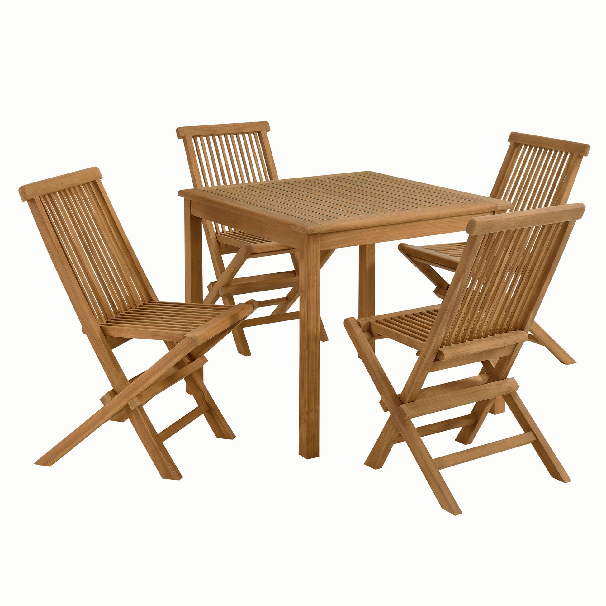 Vienna 5-Piece Outdoor Patio Teak Wood Dining Set with Folding Chairs by Modway - Best Buy Furniture