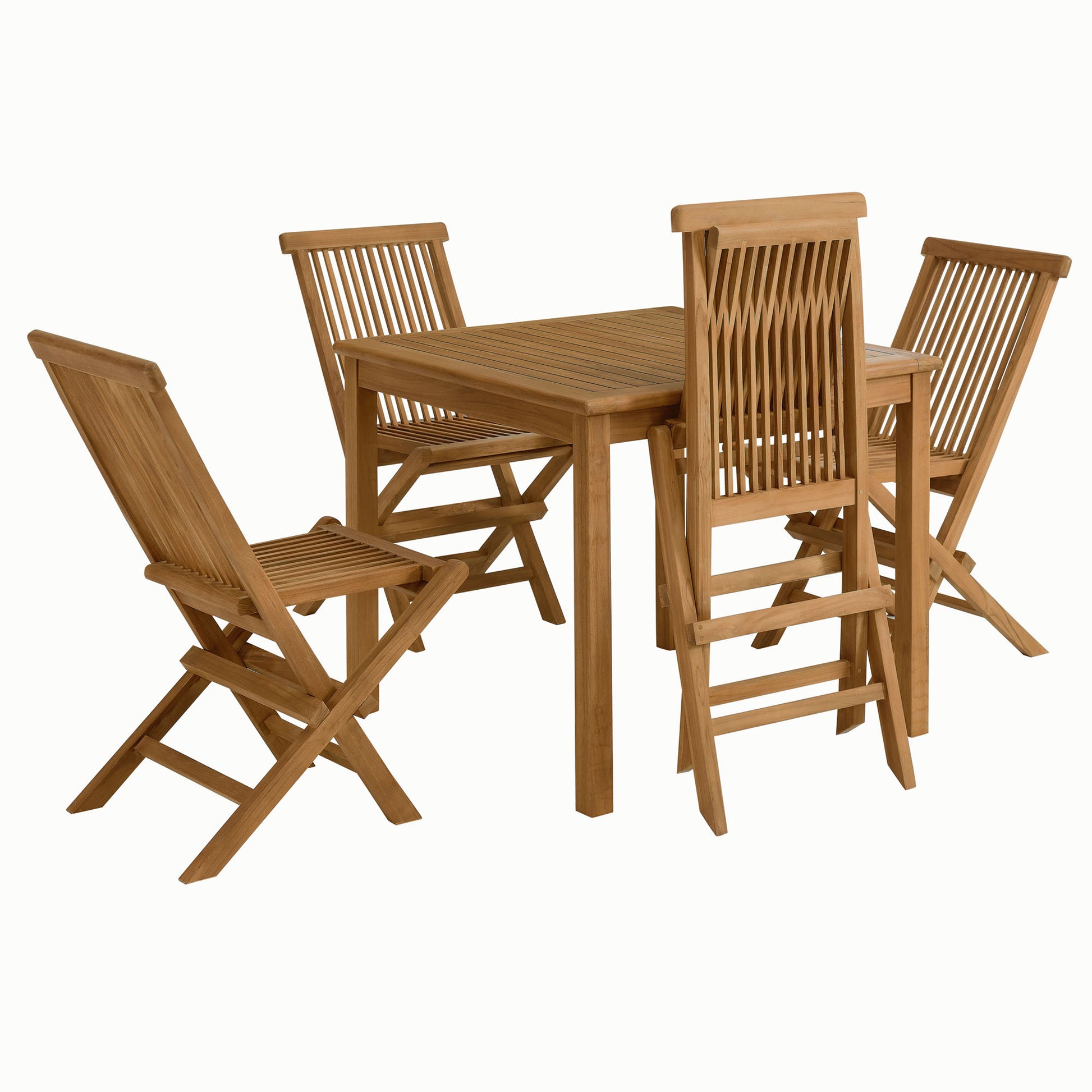 Vienna 5-Piece Outdoor Patio Teak Wood Dining Set with Folding Chairs by Modway - Best Buy Furniture