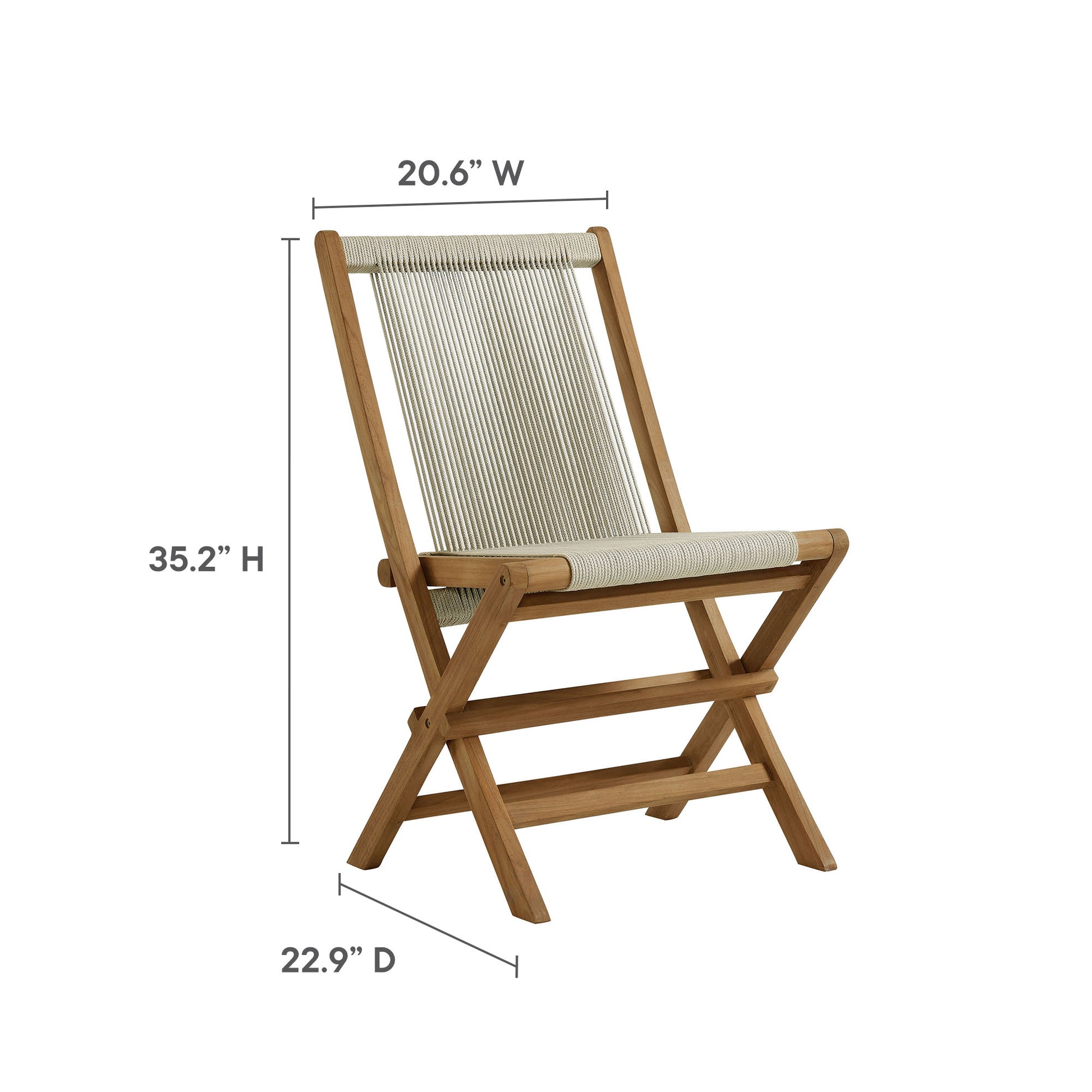 Vienna 5-Piece Outdoor Patio Teak Wood Dining Set with Rope Folding Chairs by Modway - Best Buy Furniture