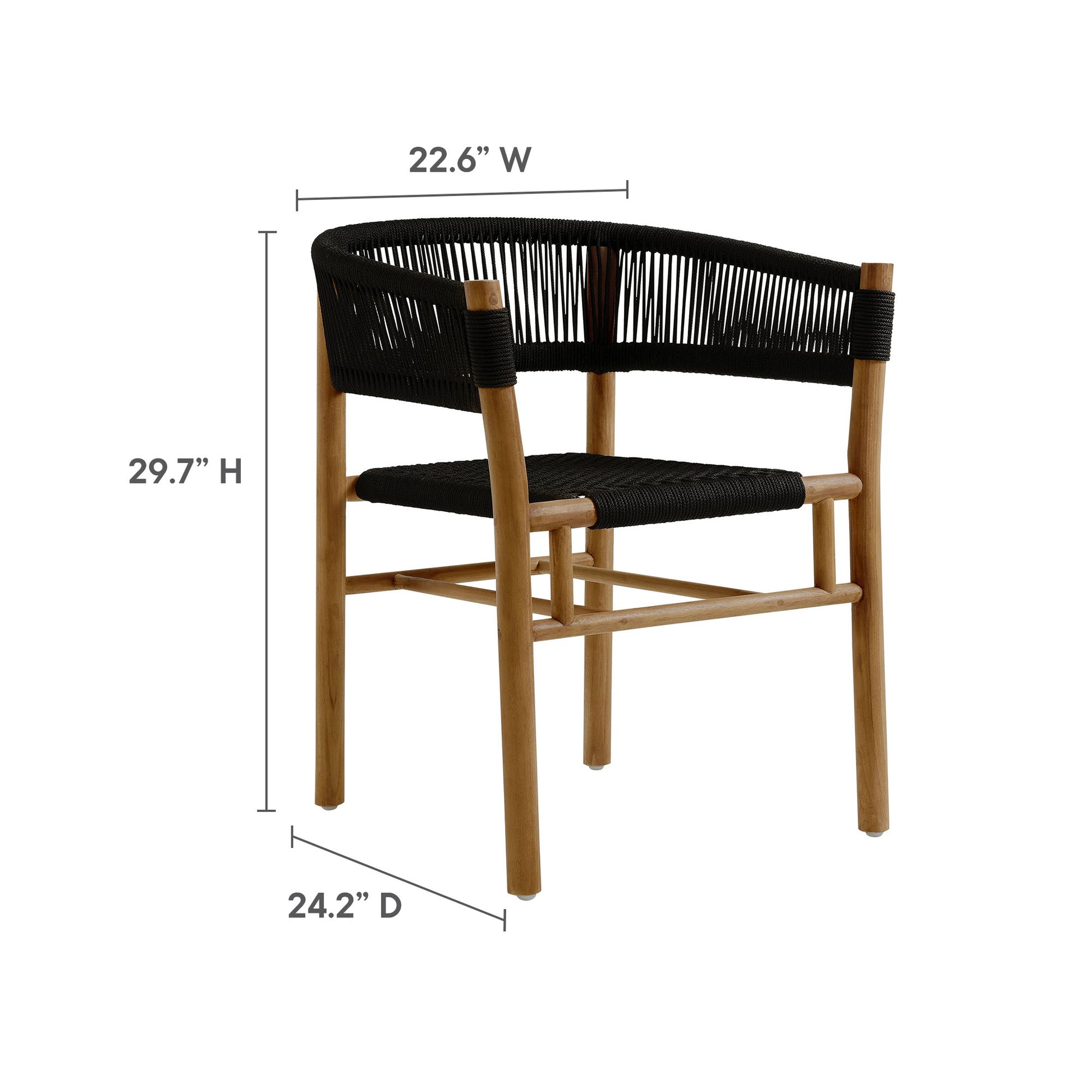 Vienna 5-Piece Outdoor Patio Teak and Rope Dining Set with Curved-Back Armchairs by Modway - Best Buy Furniture