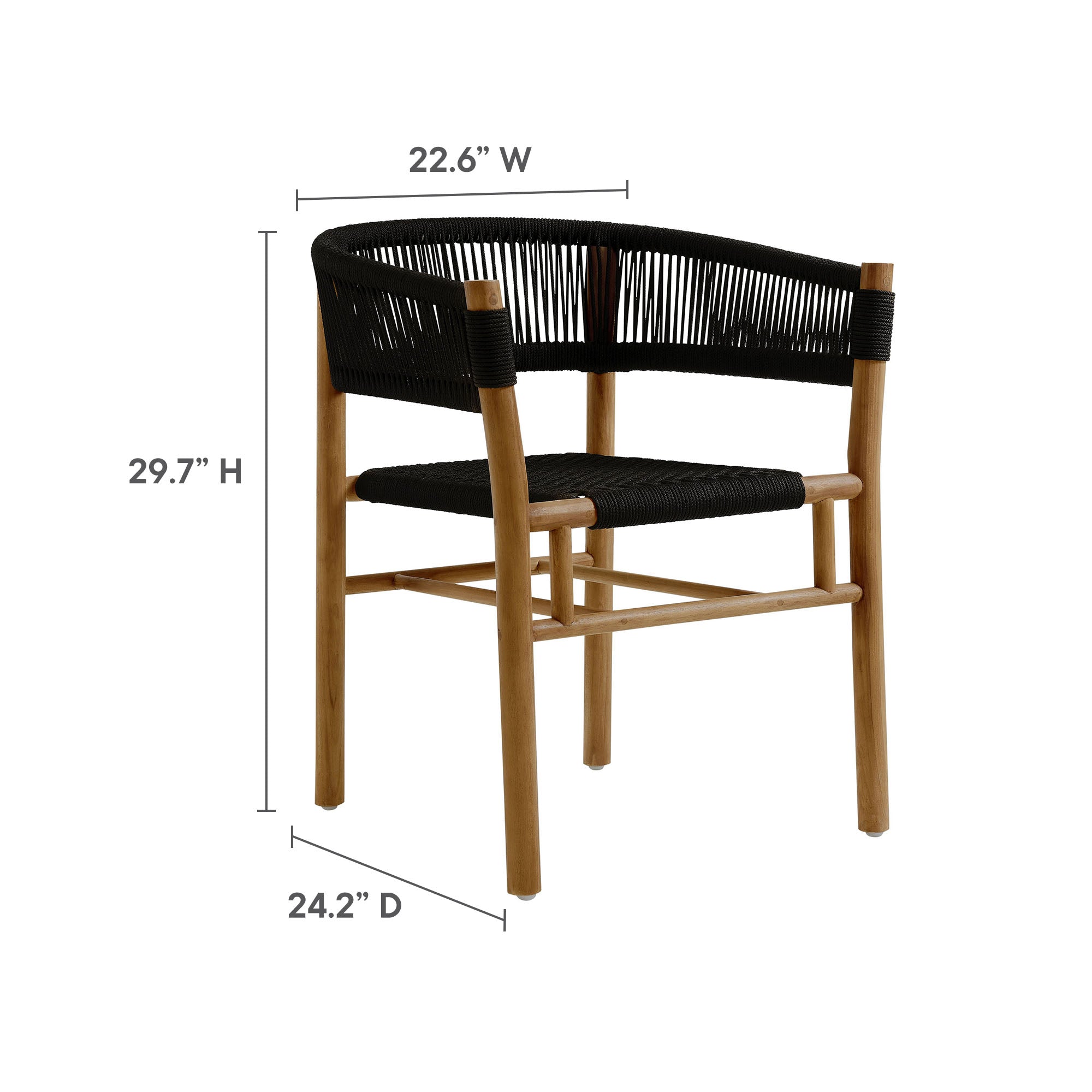 Vienna 5-Piece Outdoor Patio Teak and Rope Dining Set with Curved-Back Armchairs by Modway - Best Buy Furniture