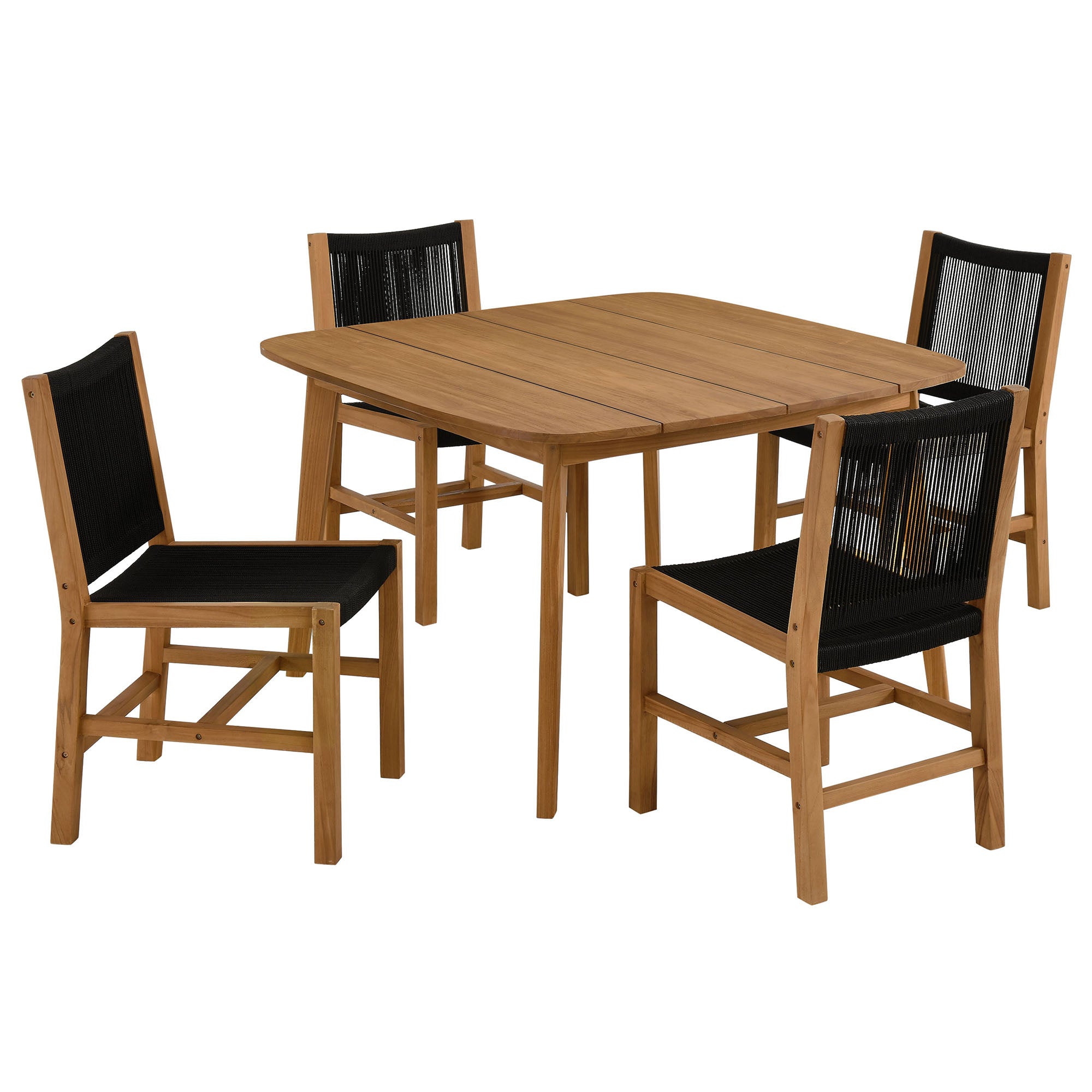 Vienna 5-Piece Outdoor Patio Teak and Rope Dining Set with Armless Chairs by Modway - Best Buy Furniture