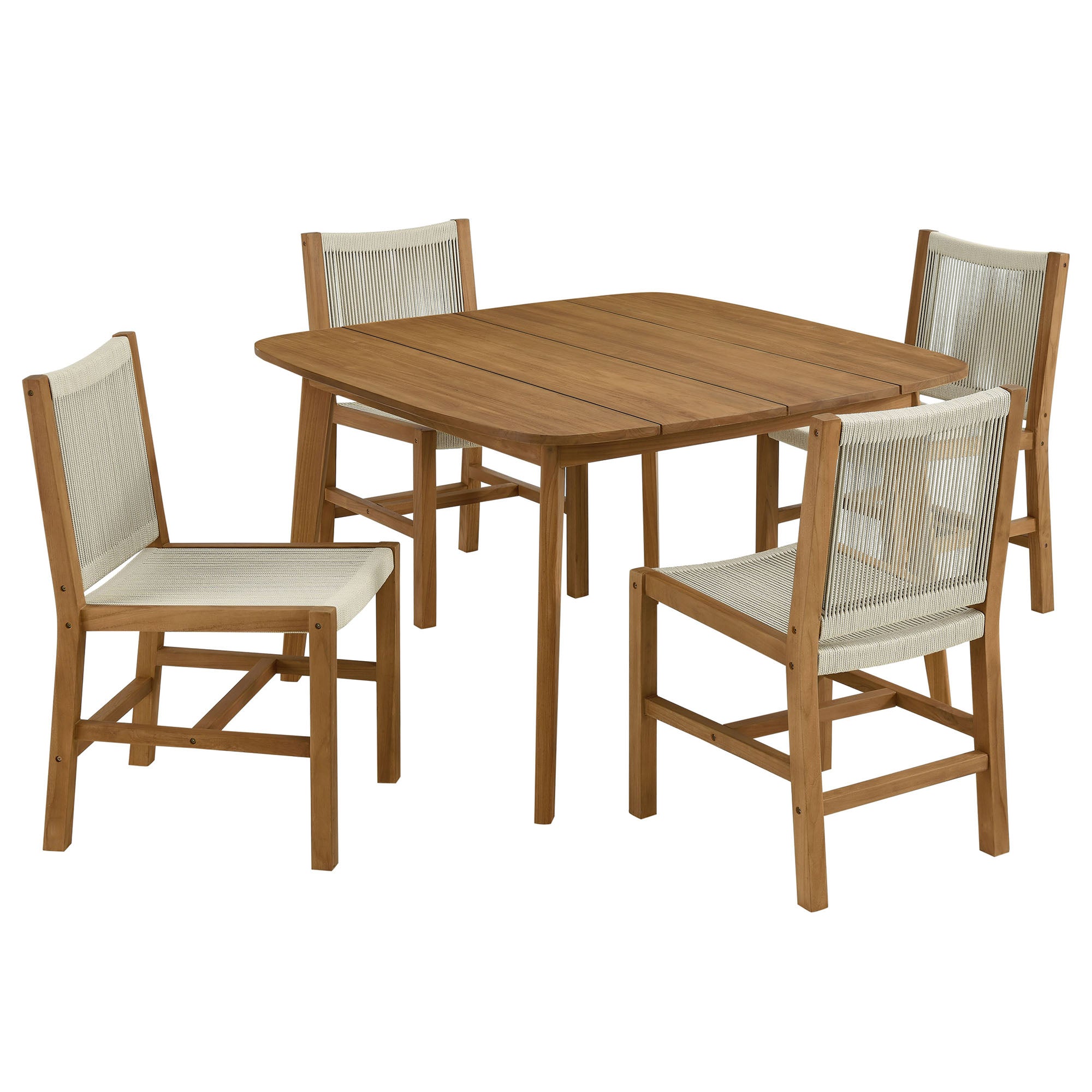 Vienna 5-Piece Outdoor Patio Teak and Rope Dining Set with Armless Chairs by Modway - Best Buy Furniture