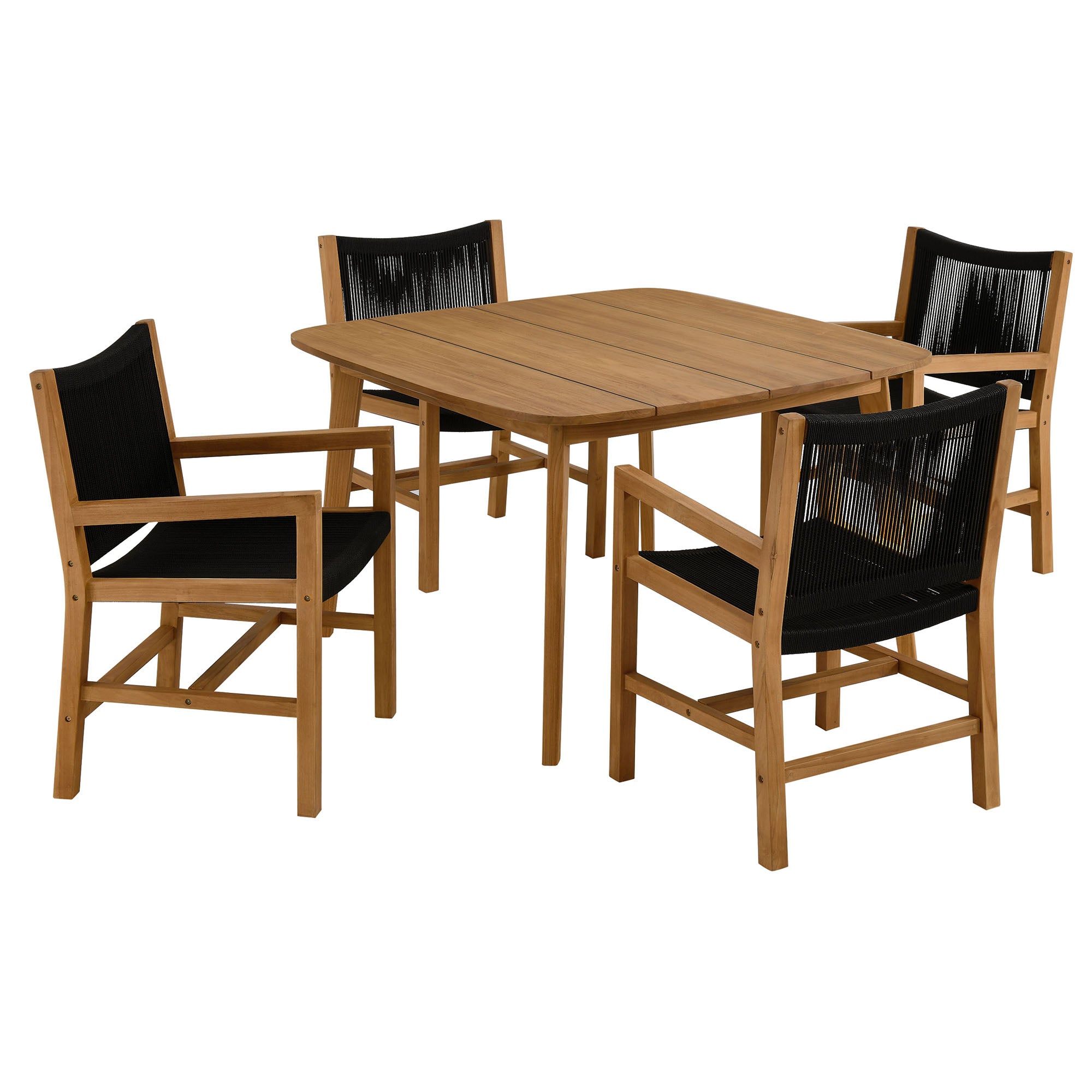 Vienna 5-Piece Outdoor Patio Teak and Rope Dining Set with Armchairs by Modway - Best Buy Furniture