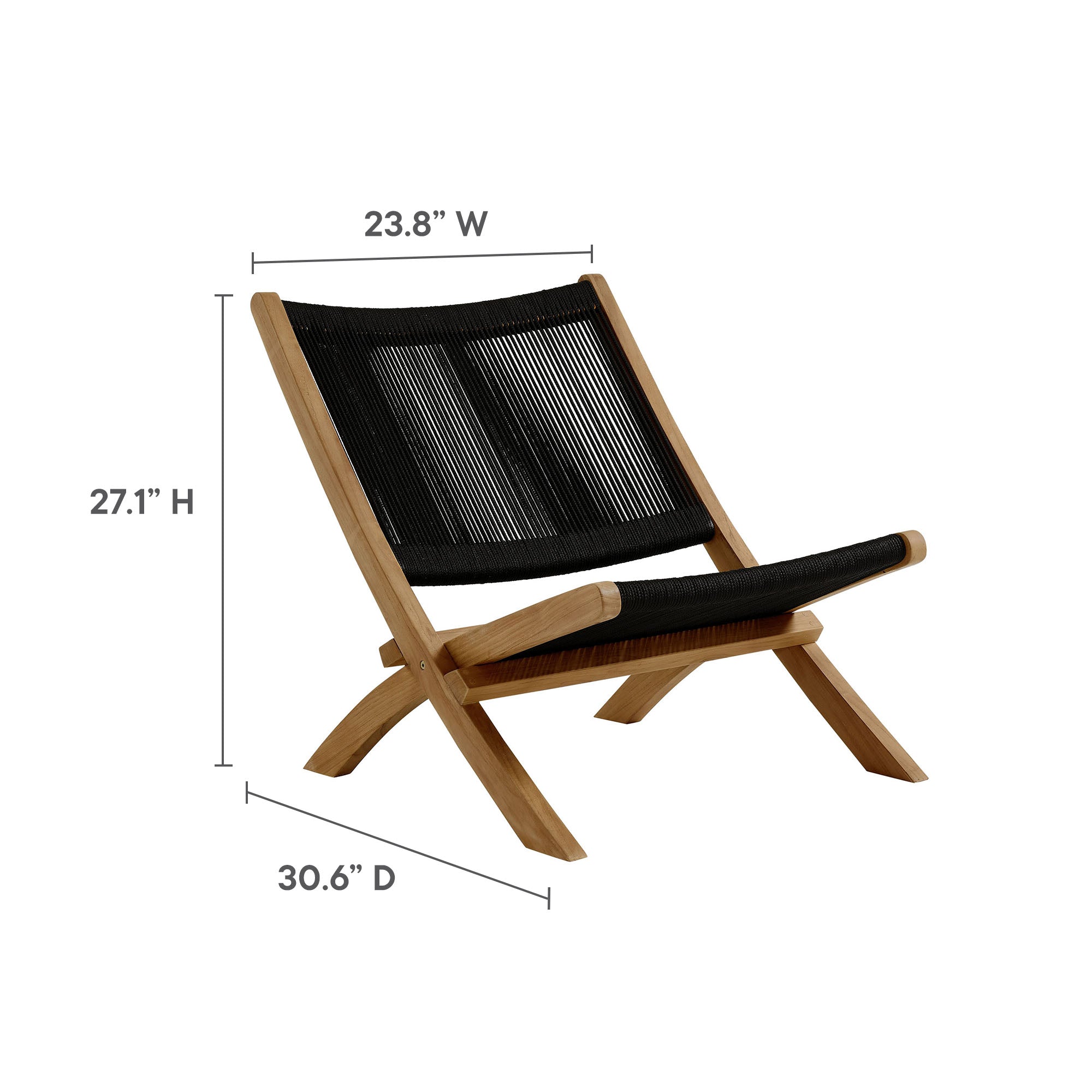 Vienna 3-Piece Outdoor Patio Teak and Rope Folding Lounge Chairs and Side Table by Modway - Best Buy Furniture