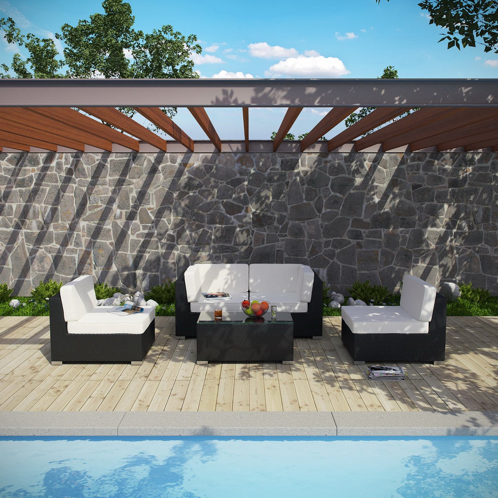Camfora 5 Piece Outdoor Patio Sectional Set by Modway - Best Buy Furniture