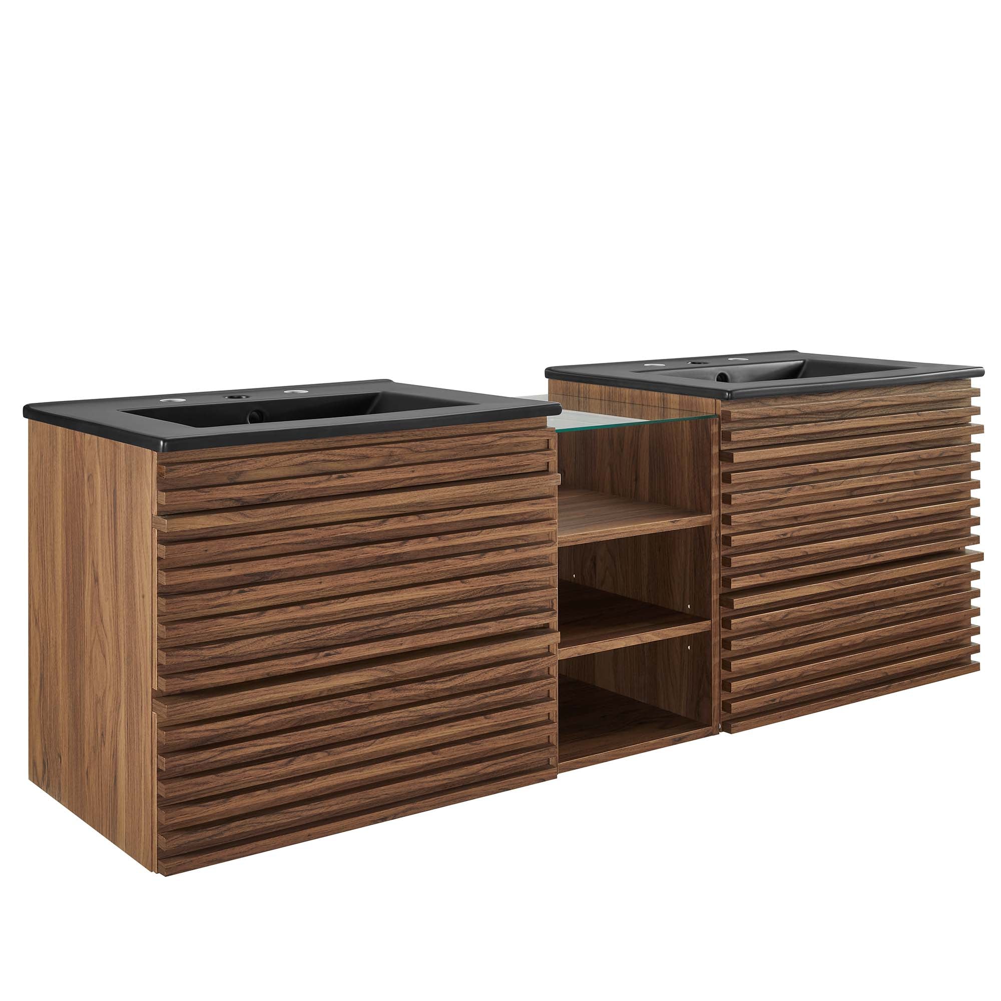 Render 62" Wall-Mount Double Sink Bathroom Vanity by Modway - Best Buy Furniture