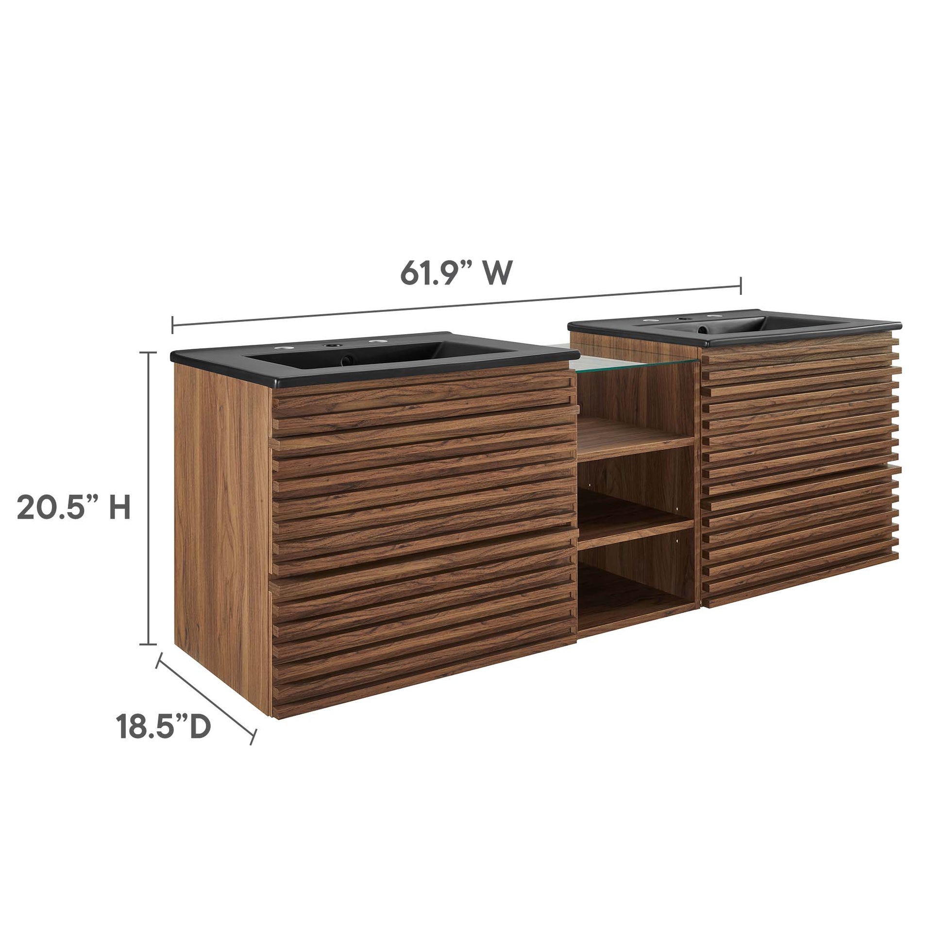 Render 62" Wall-Mount Double Sink Bathroom Vanity by Modway - Best Buy Furniture