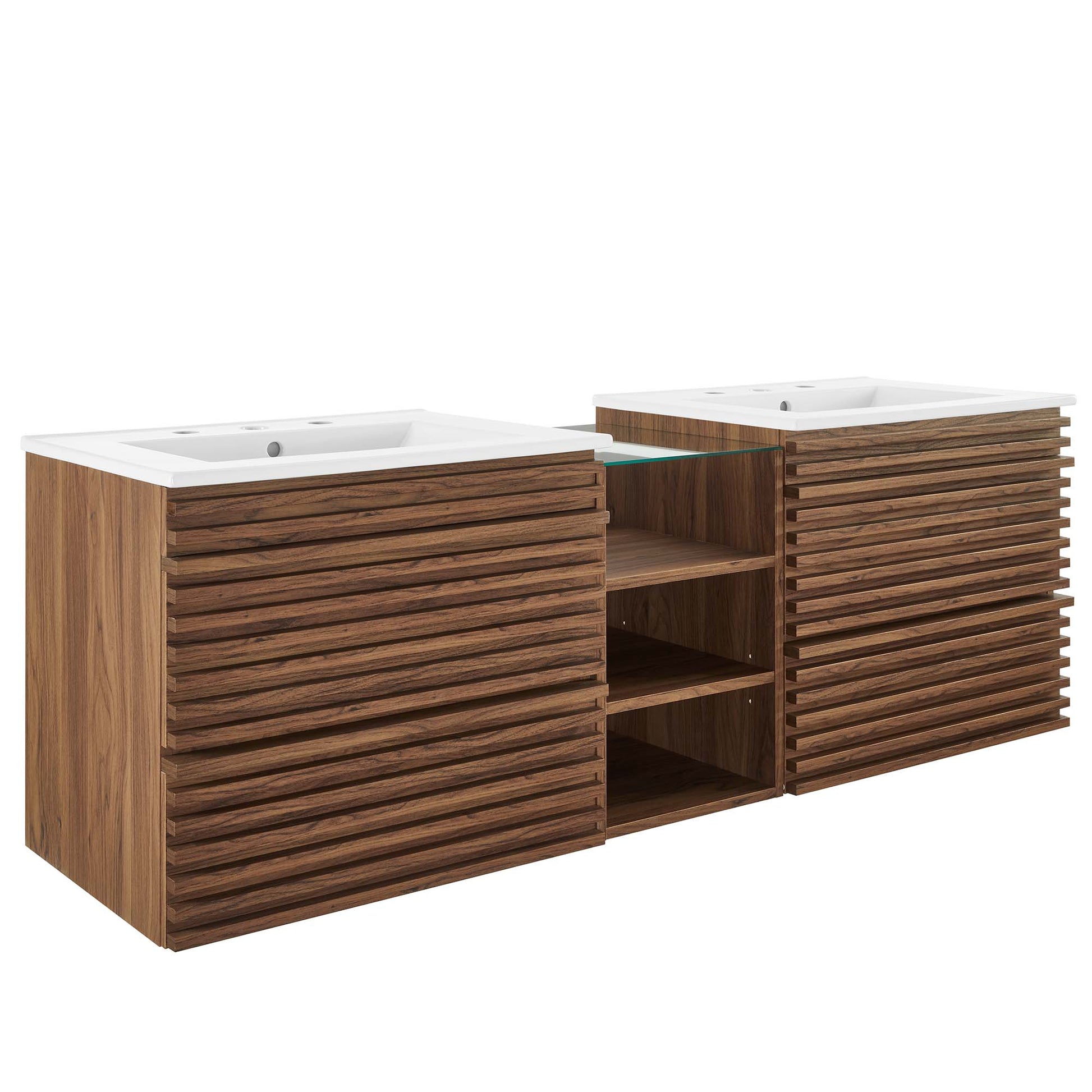 Render 62" Wall-Mount Double Sink Bathroom Vanity by Modway - Best Buy Furniture
