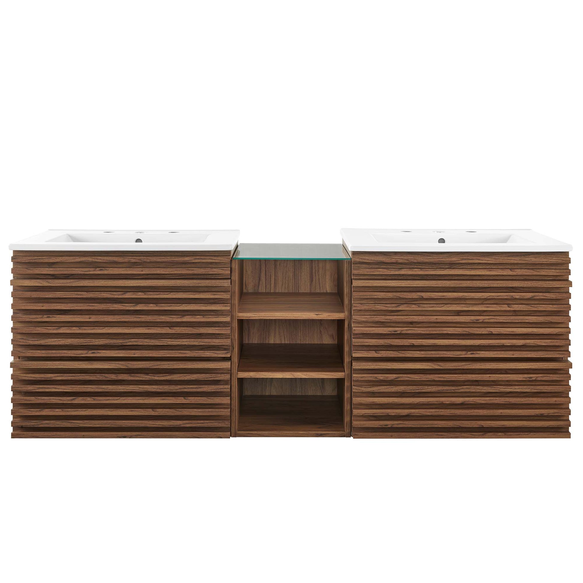 Render 62" Wall-Mount Double Sink Bathroom Vanity by Modway - Best Buy Furniture