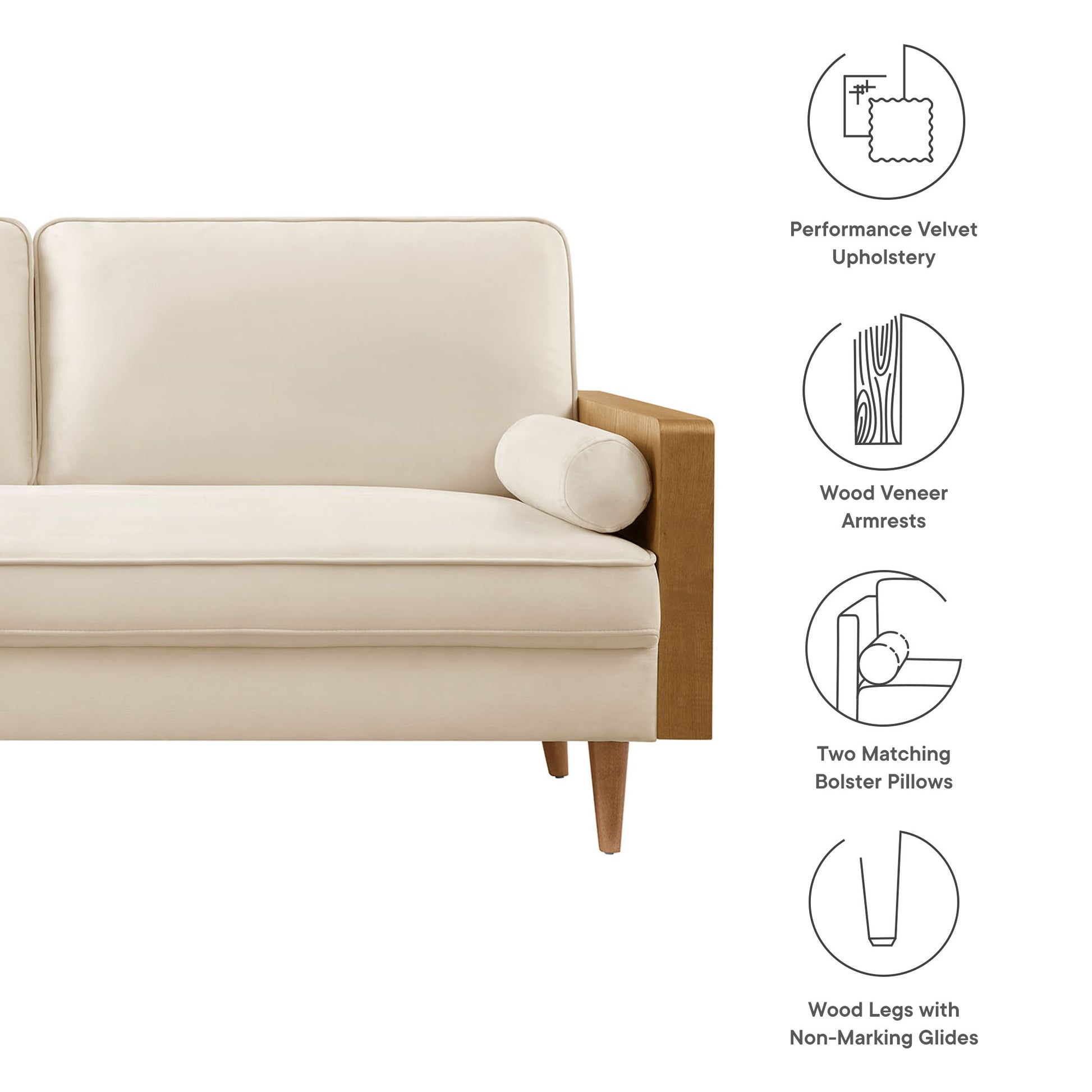 Kellan Performance Velvet Sofa by Modway - Best Buy Furniture