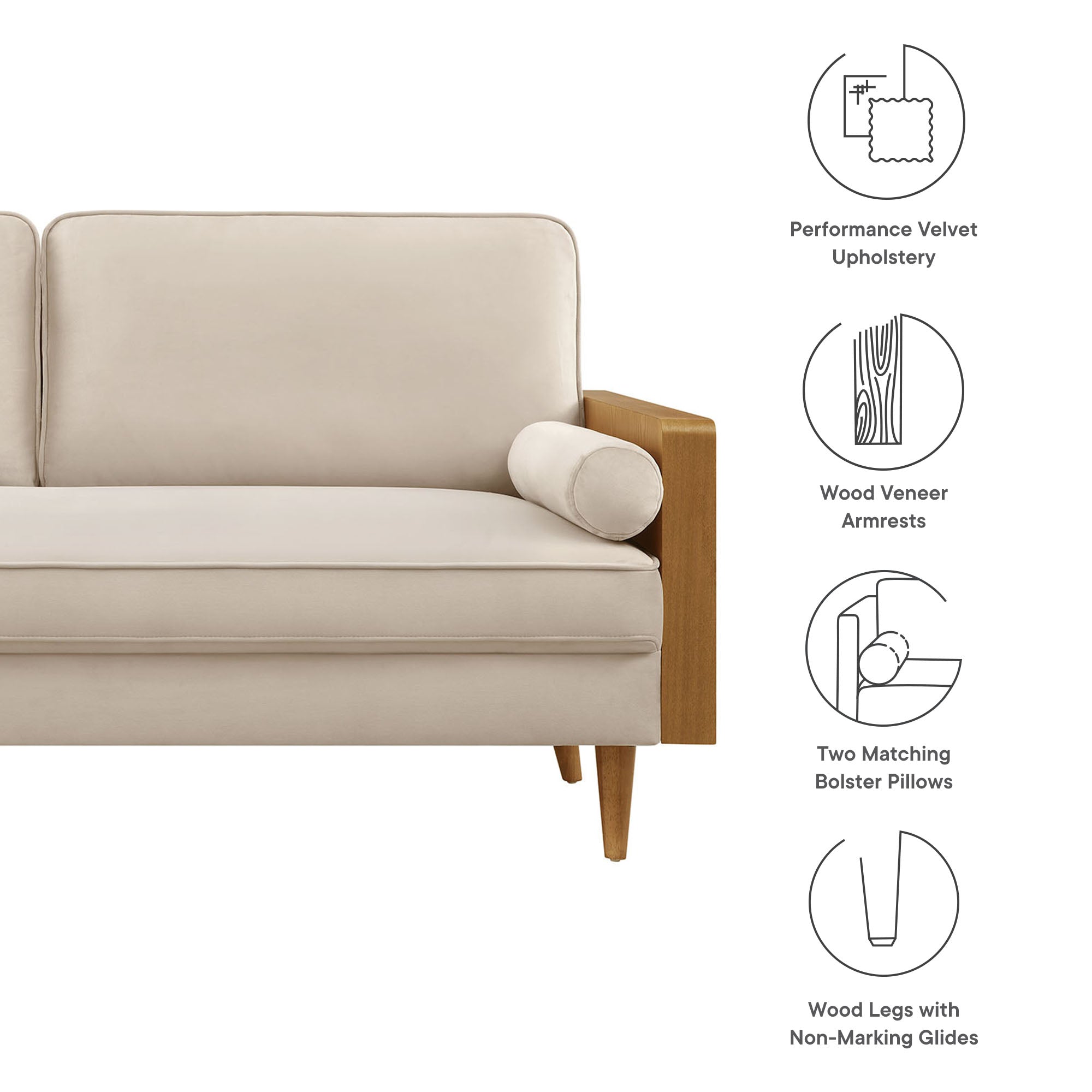 Kellan Performance Velvet Sofa by Modway - Best Buy Furniture