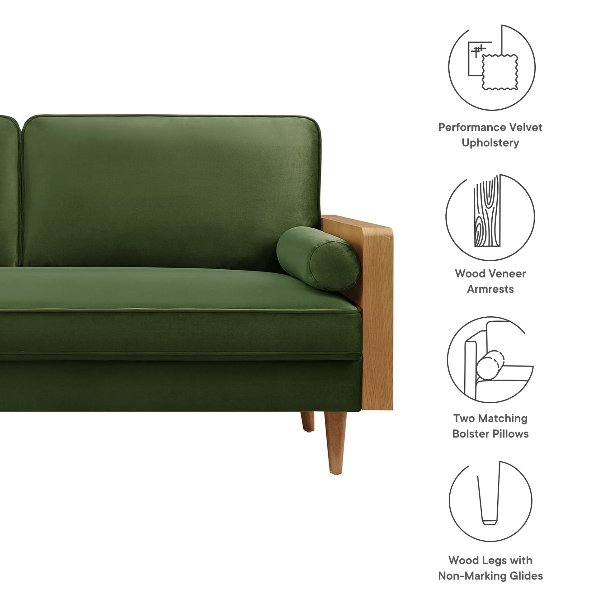 Kellan Performance Velvet Sofa by Modway - Best Buy Furniture