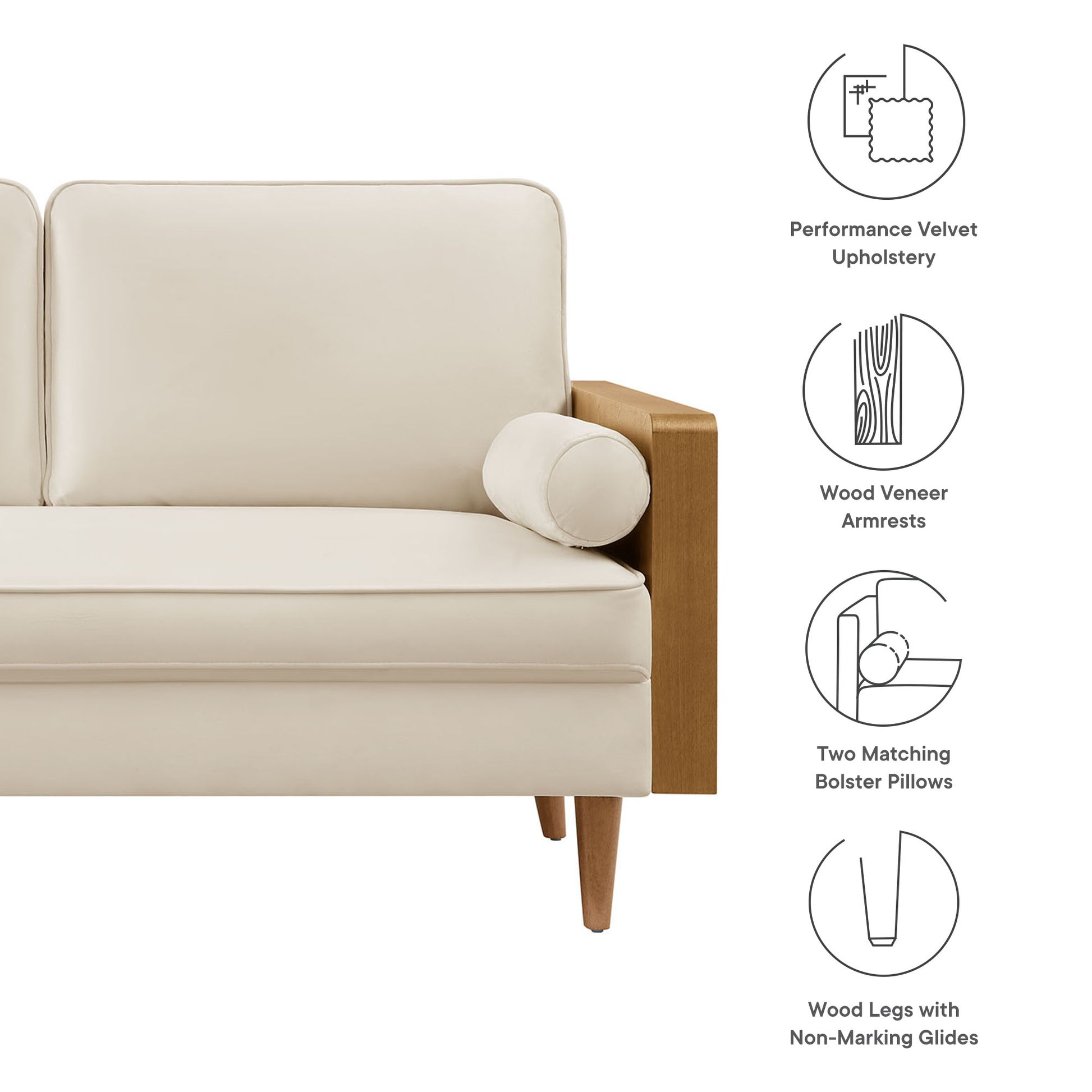 Kellan Performance Velvet Loveseat by Modway - Best Buy Furniture