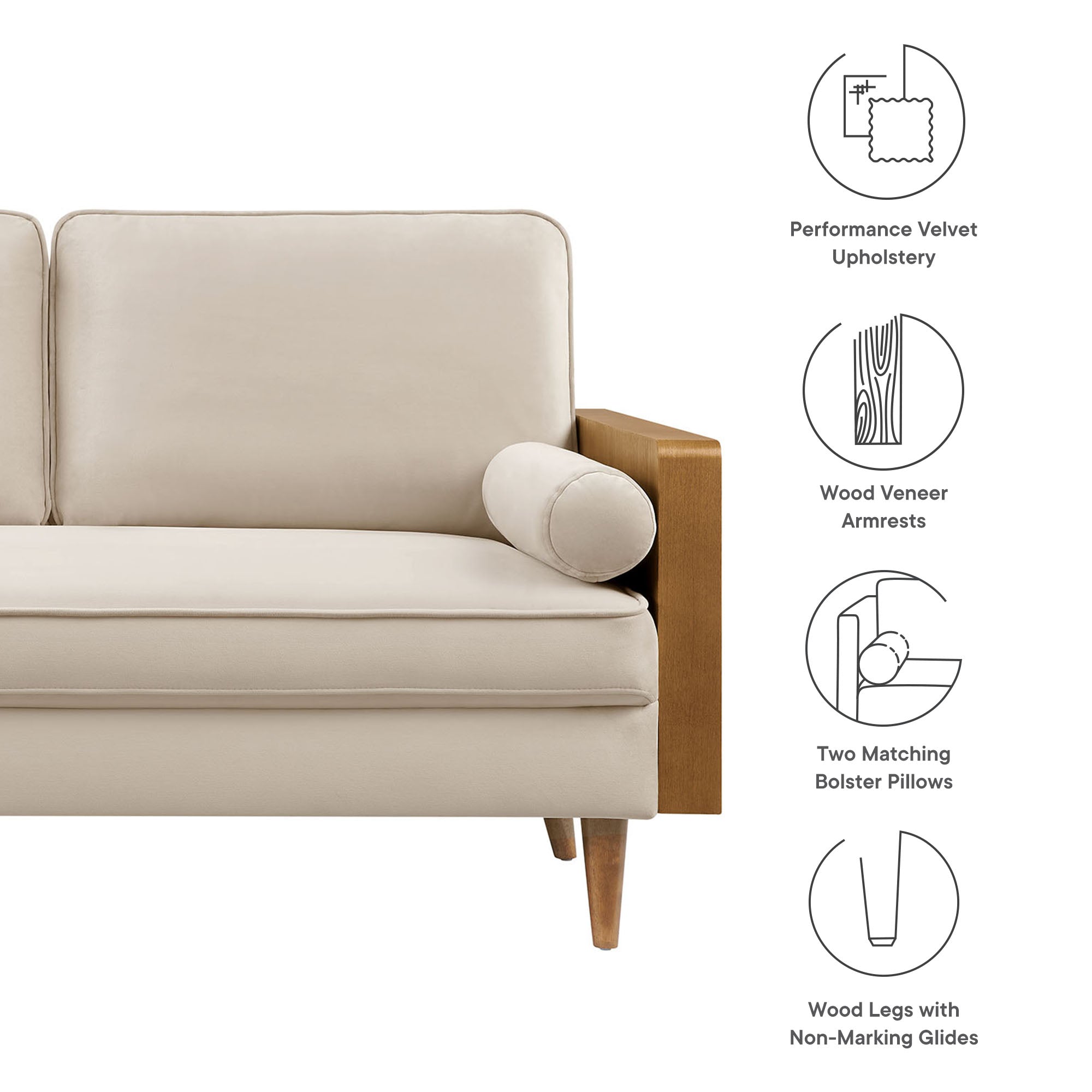 Kellan Performance Velvet Loveseat by Modway - Best Buy Furniture