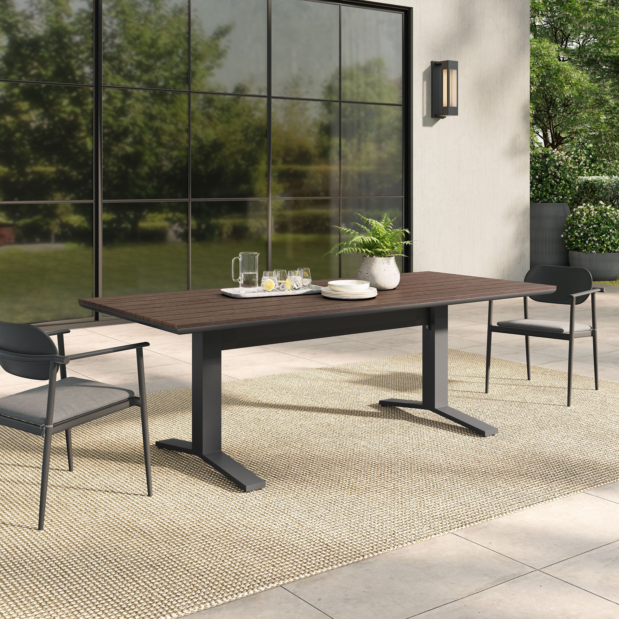 Gavelston 91" Outdoor Patio Aluminum Dining Table by Modway - Best Buy Furniture