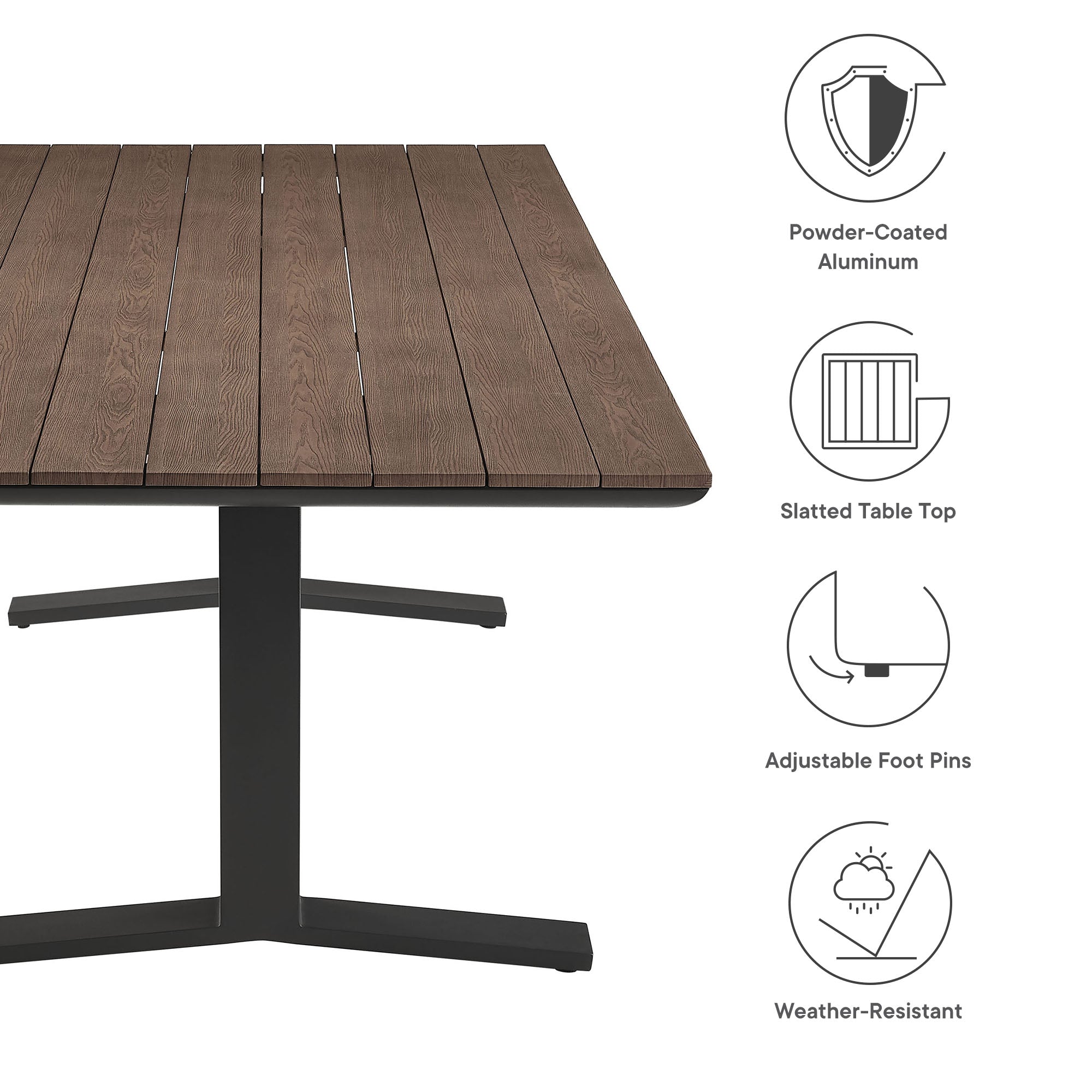 Gavelston 91" Outdoor Patio Aluminum Dining Table by Modway - Best Buy Furniture