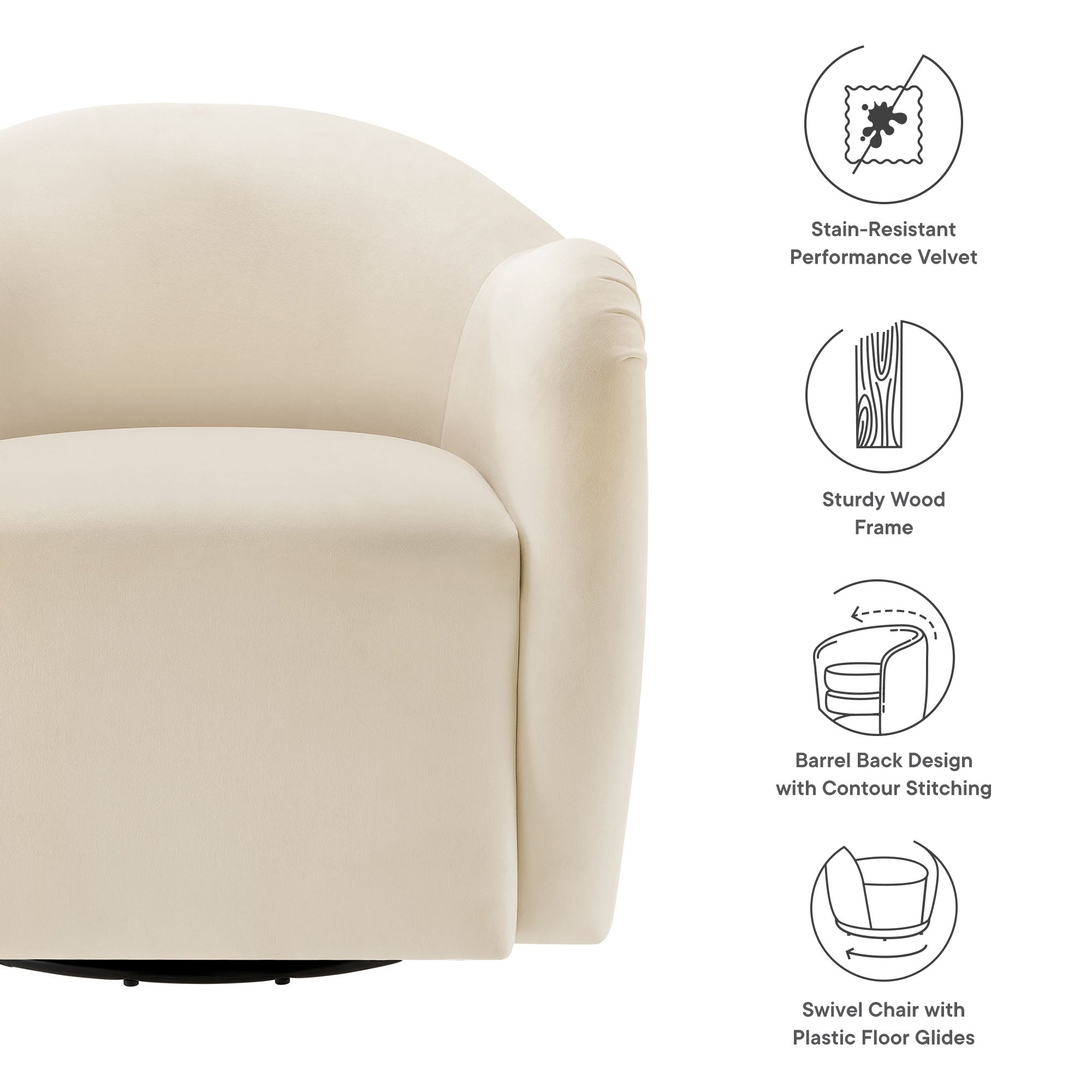 Compose Performance Velvet Swivel Armchair by Modway - Best Buy Furniture