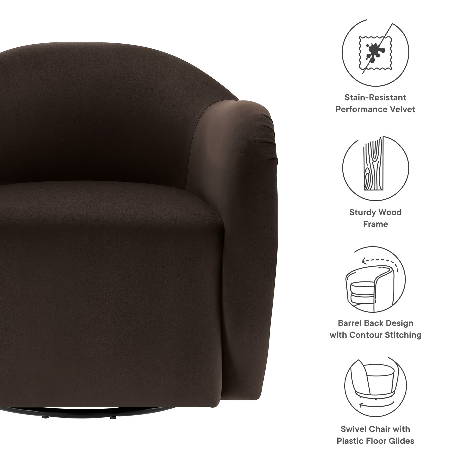 Compose Performance Velvet Swivel Armchair by Modway - Best Buy Furniture