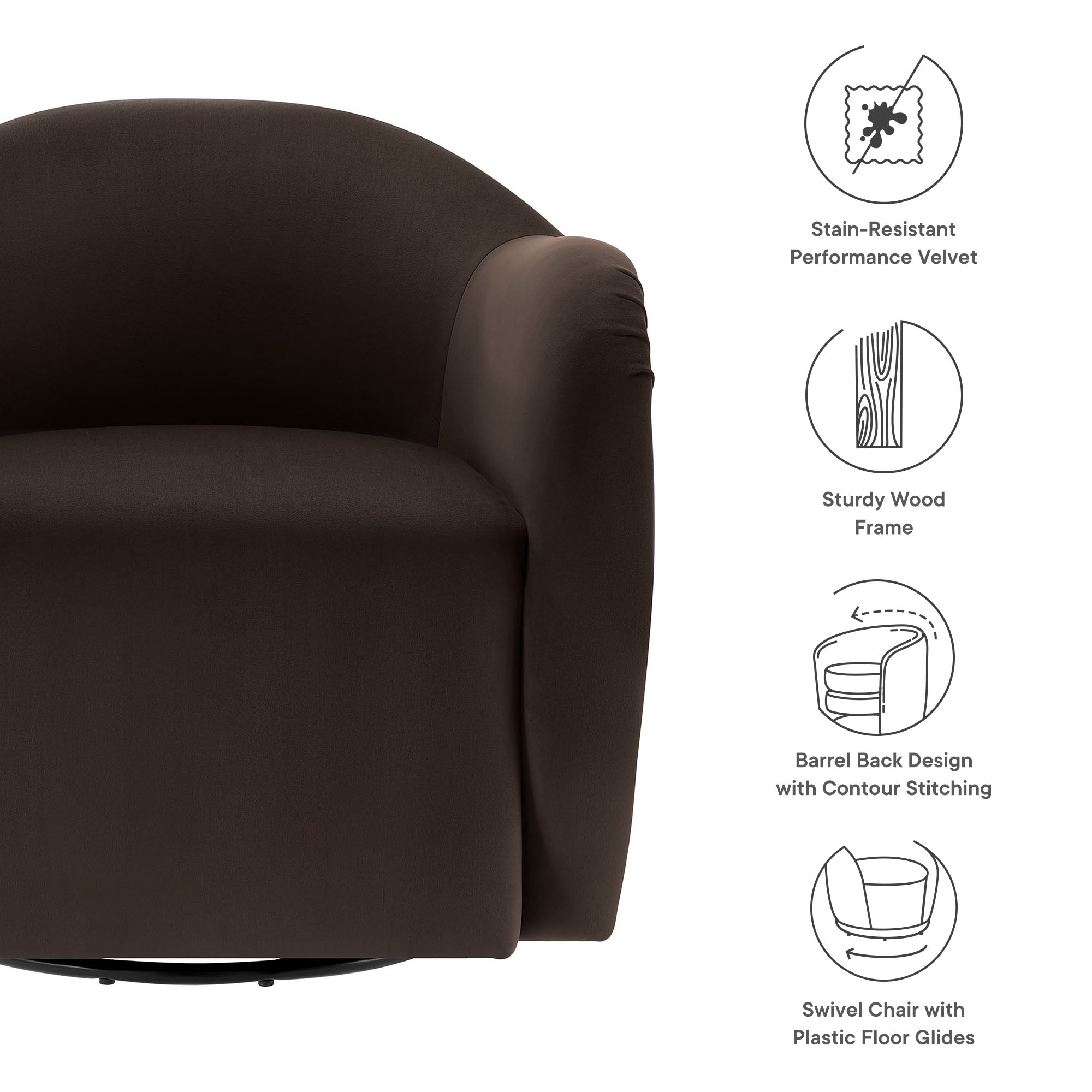 Compose Performance Velvet Swivel Armchair by Modway - Best Buy Furniture