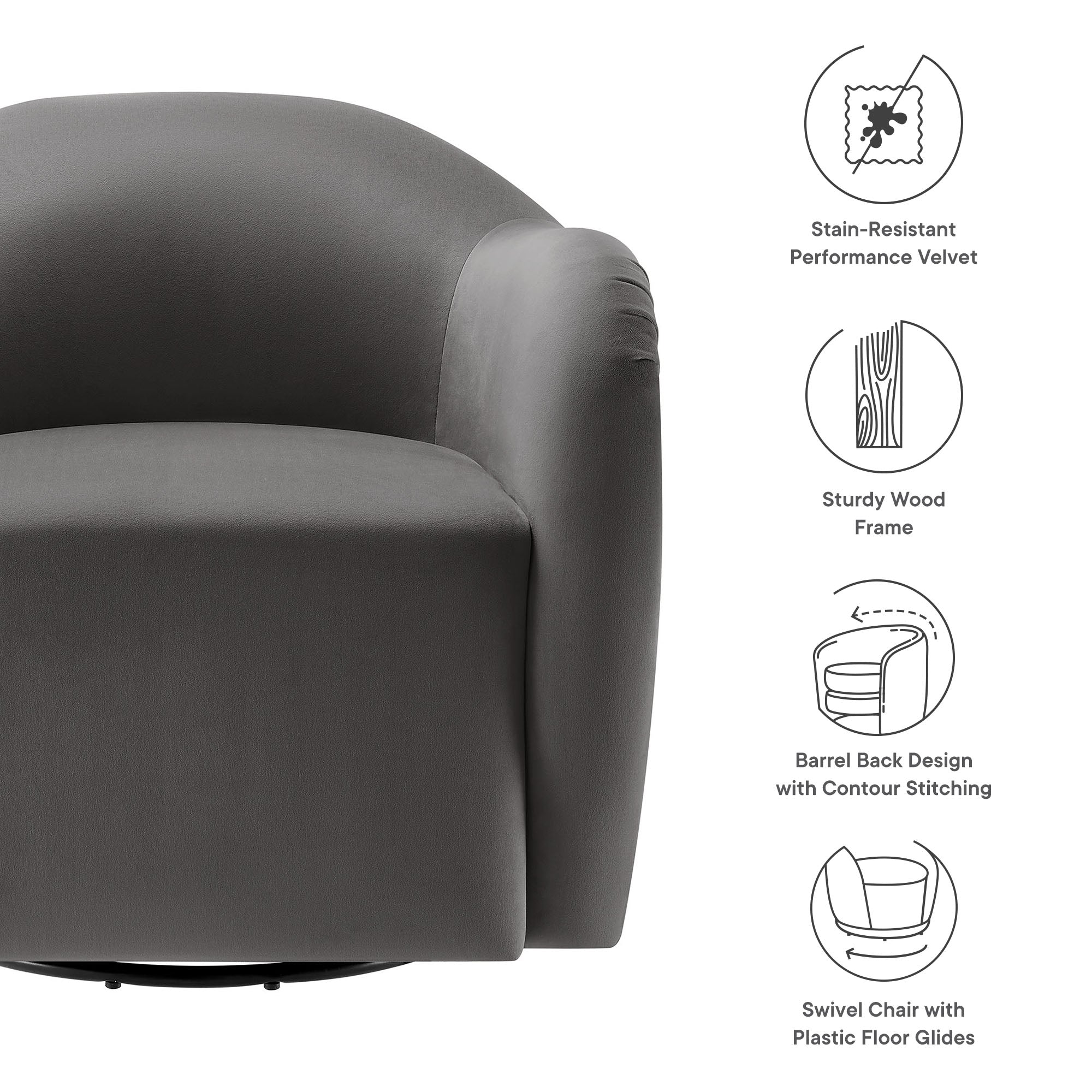 Compose Performance Velvet Swivel Armchair by Modway - Best Buy Furniture