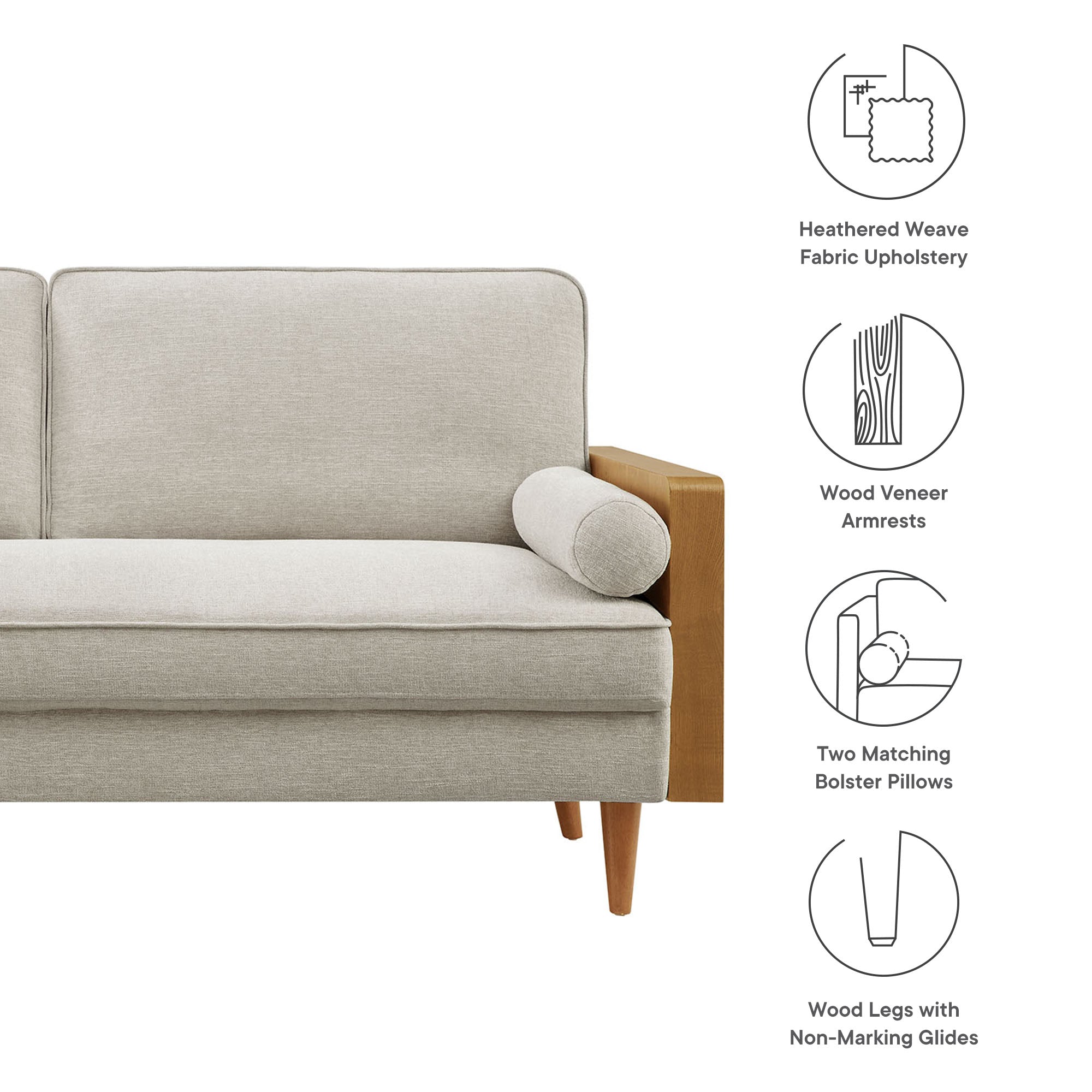 Kellan Heathered Fabric Upholstered Sofa by Modway - Best Buy Furniture