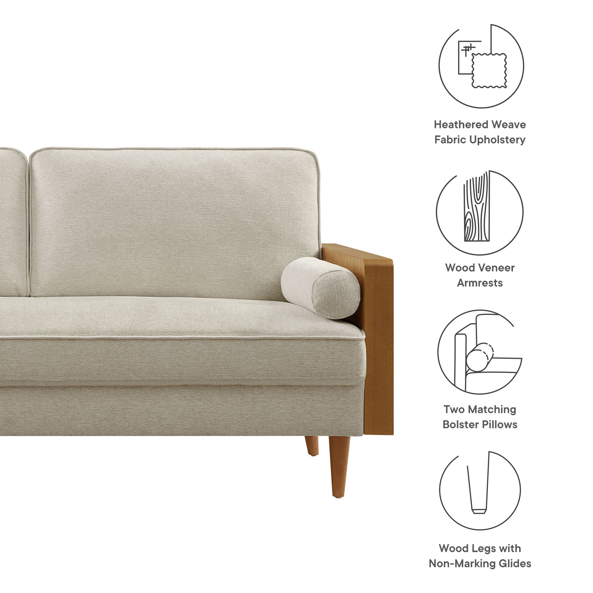 Kellan Heathered Fabric Upholstered Sofa by Modway - Best Buy Furniture