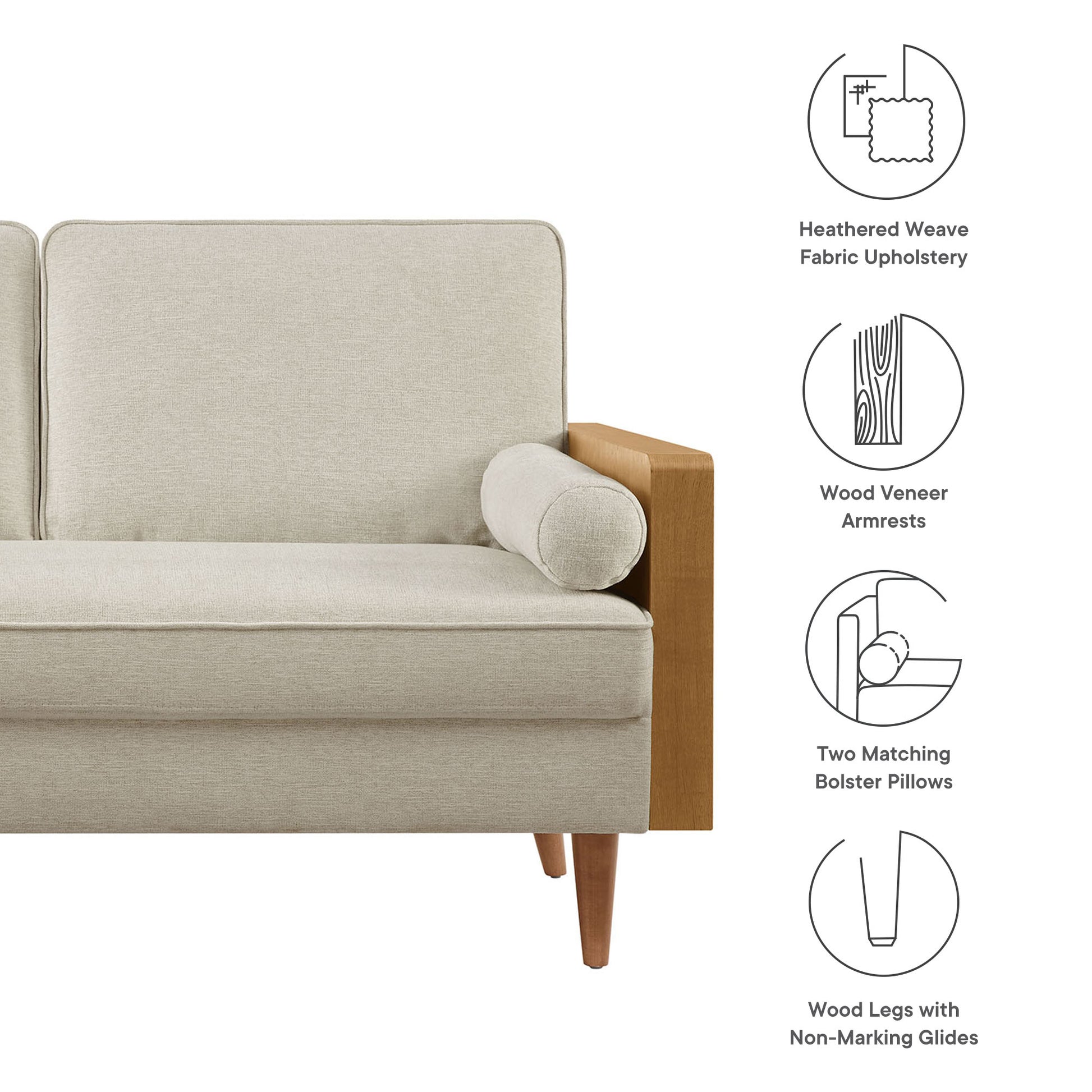 Kellan Heathered Weave Fabric Loveseat by Modway - Best Buy Furniture