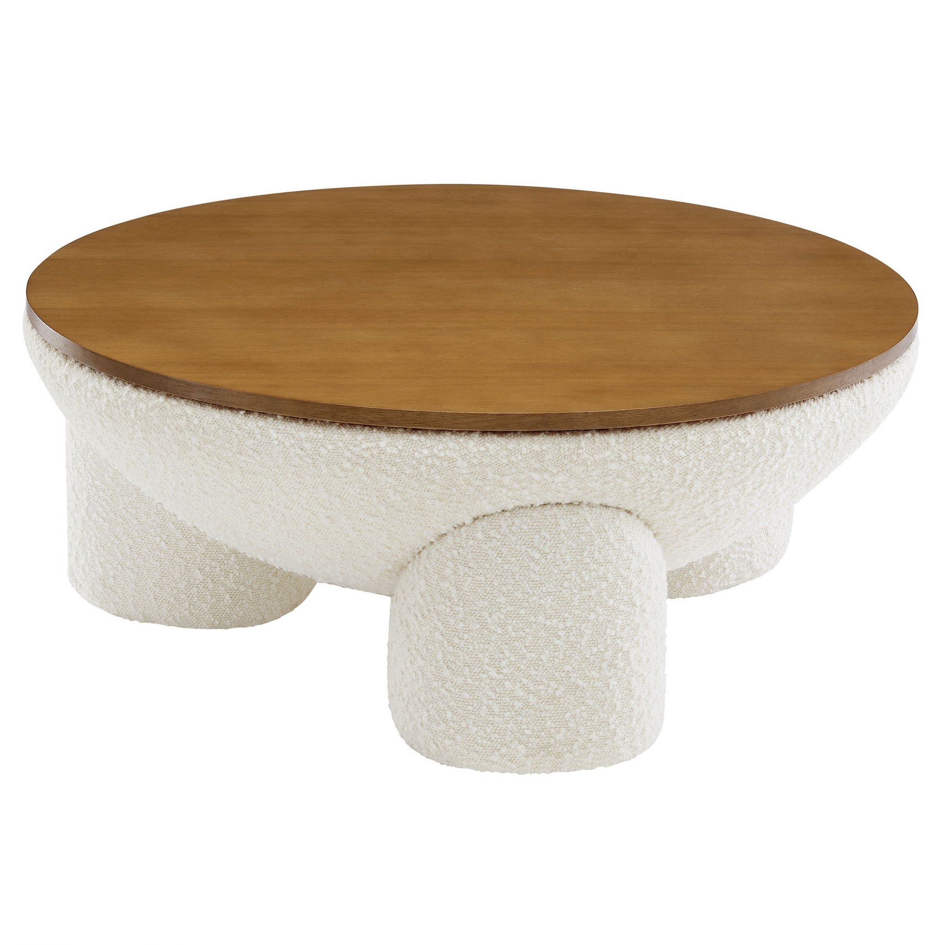 Tridome Round Boucle Upholstered Storage Coffee Table by Modway - Best Buy Furniture